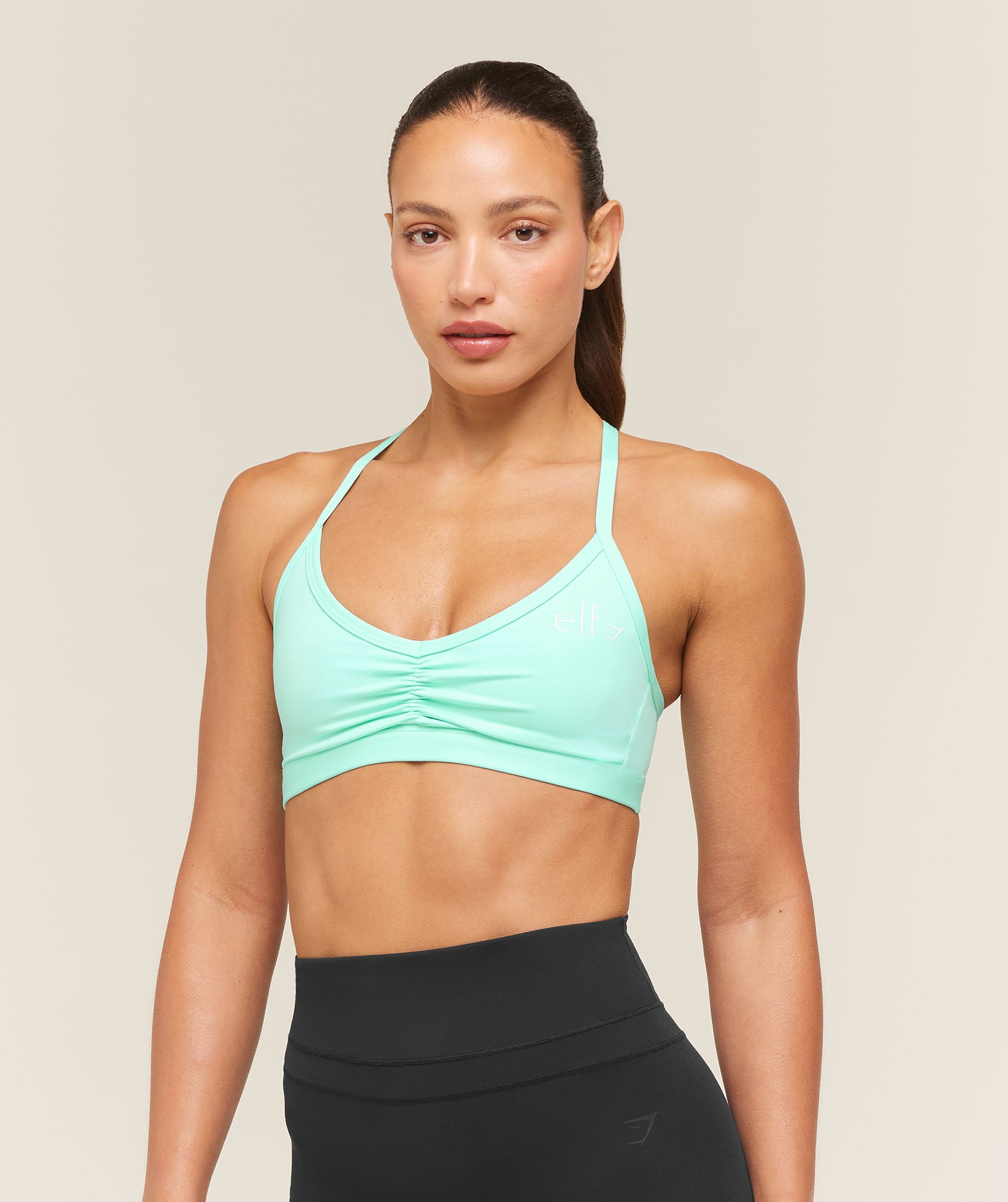 Gymshark Light Support Ruche Strappy Back Bra - Pop Turquoise