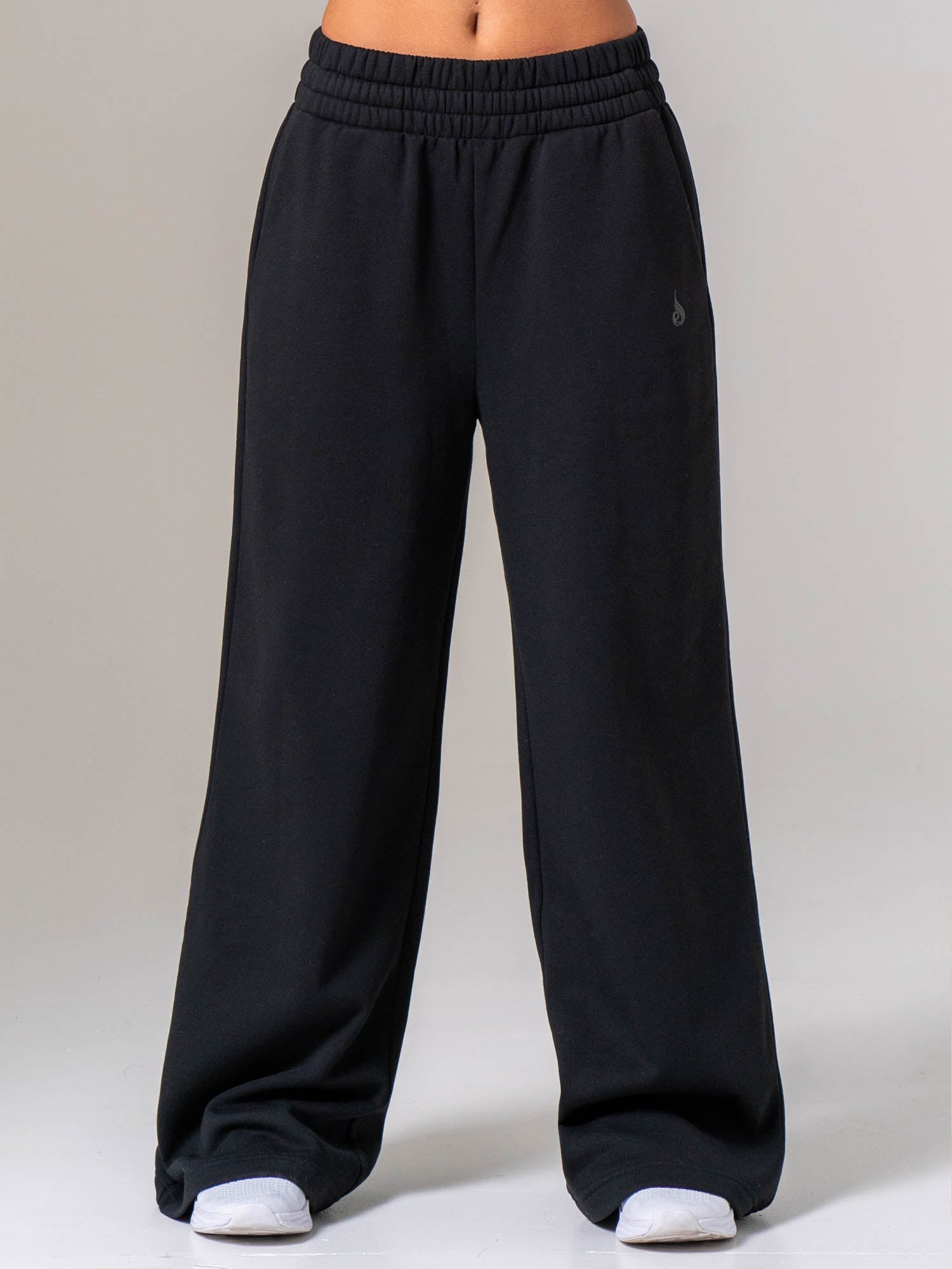 Womens Wide Leg Trackpant - Black
