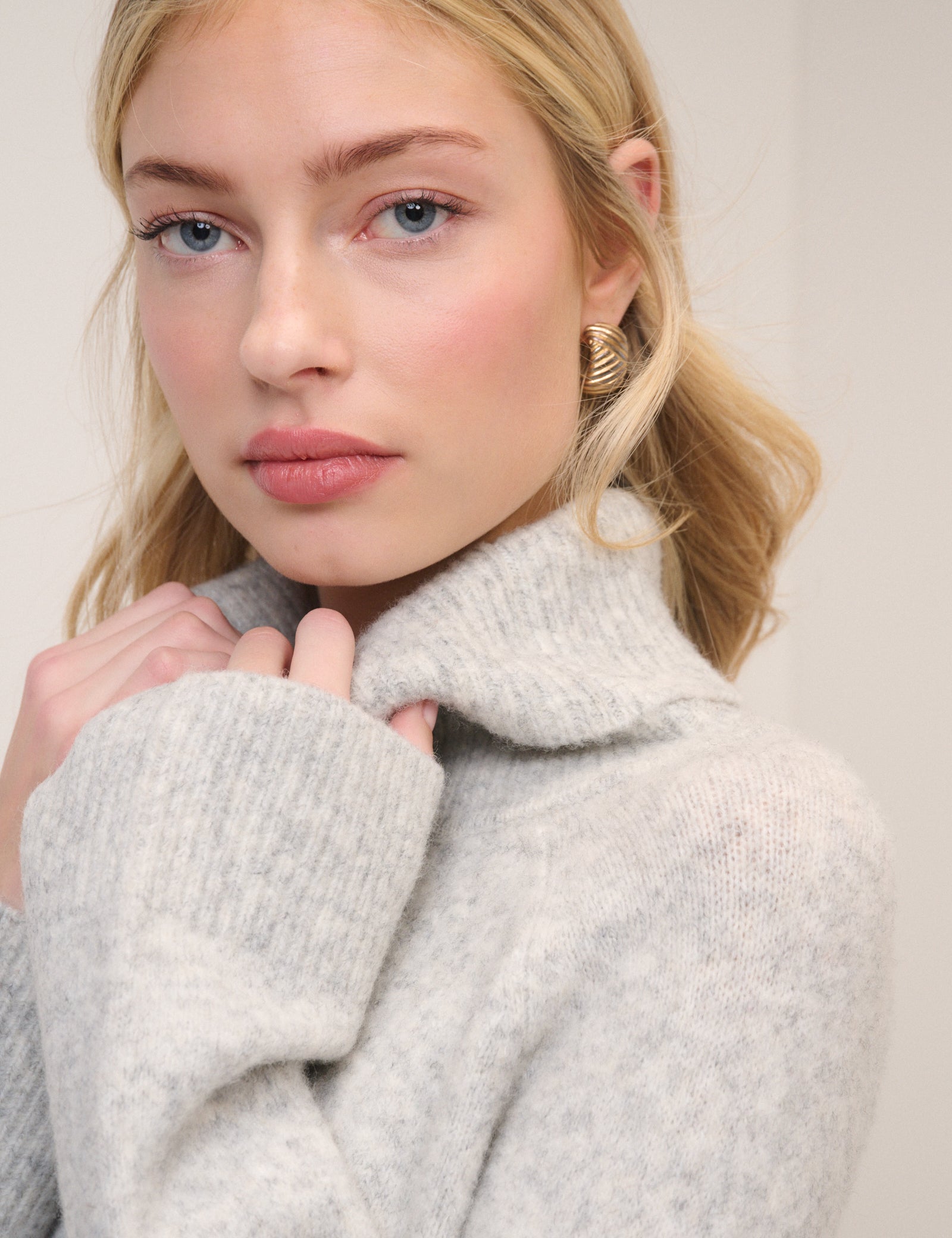 Grey Roll Neck Longline Jumper