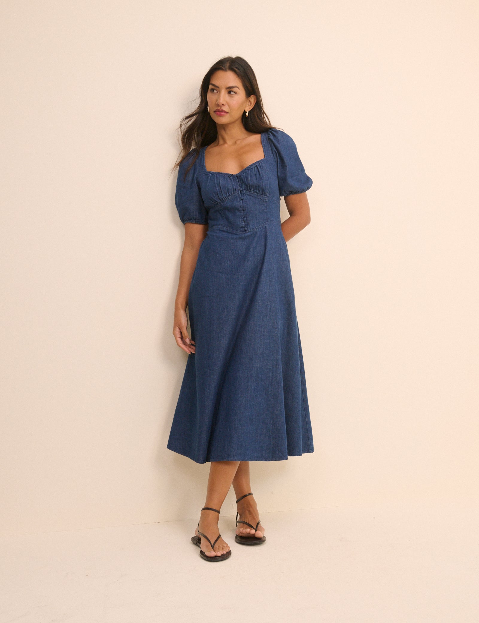Dark Wash Denim Tulla Midi Dress