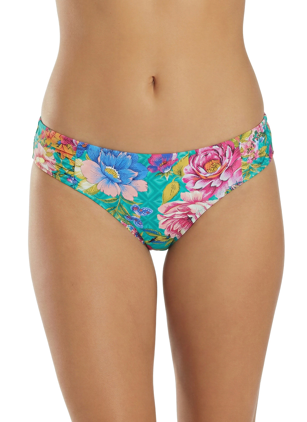 Johnny Was Women's Sweetspire Ruched Hipster Bikini Bottom Swimsuit
