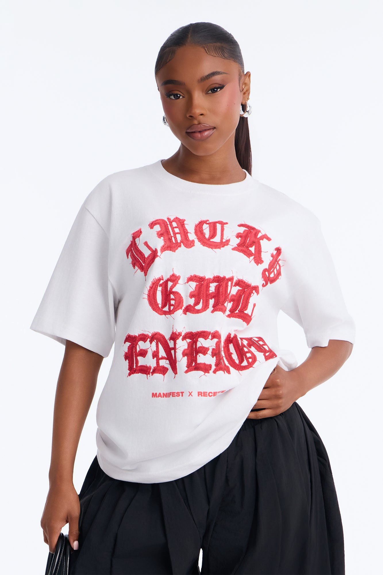 Lucky Girl Energy Manifestation Tee - White