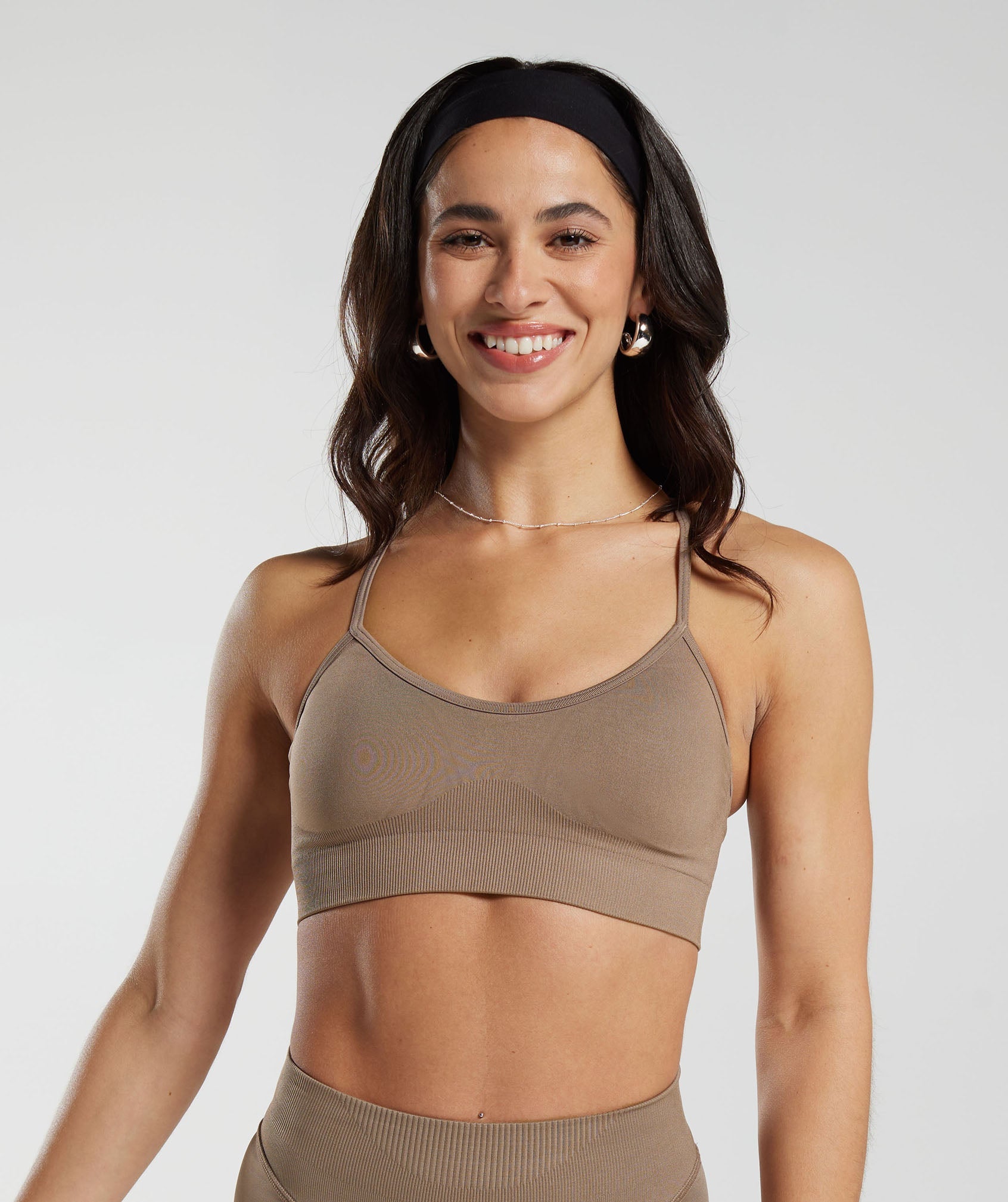 Gymshark Sweat Seamless Sports Bra - Fossil Brown