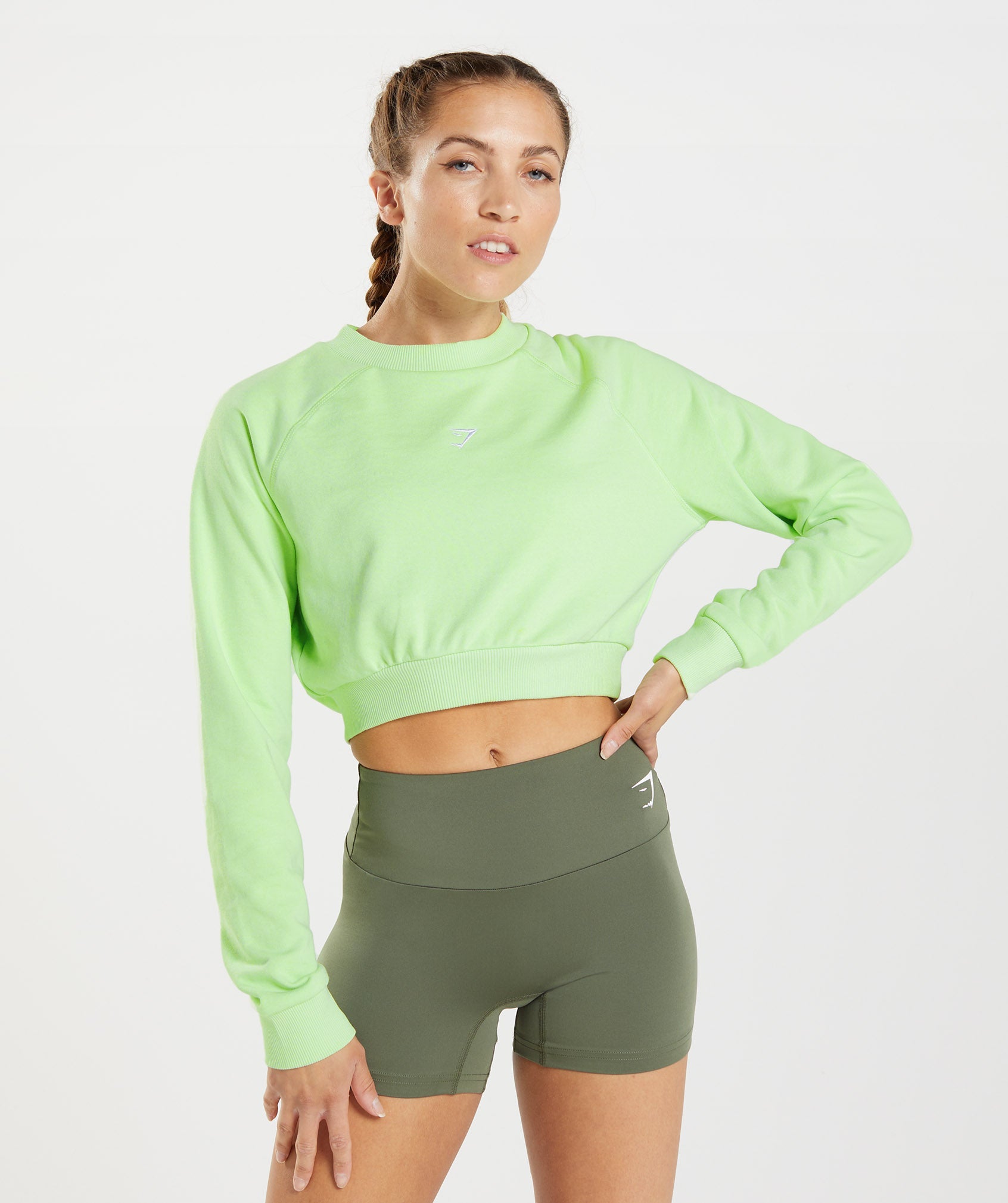 Gymshark Training Crop Sweater - Kiwi Green