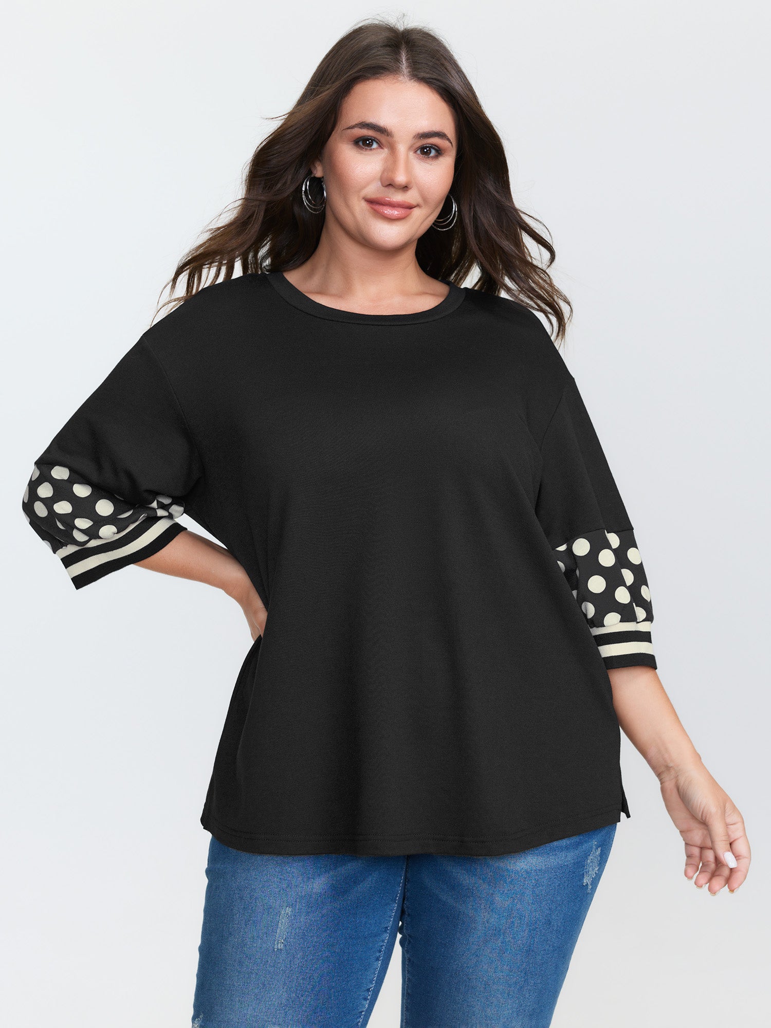 Supersoft Polka Dots Sleeve Flowy T-Shirt