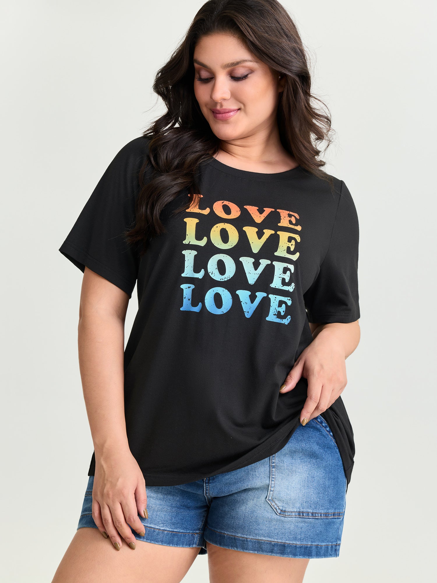 Supersoft Vibrant Love Print Stretchy Fit T-Shirt