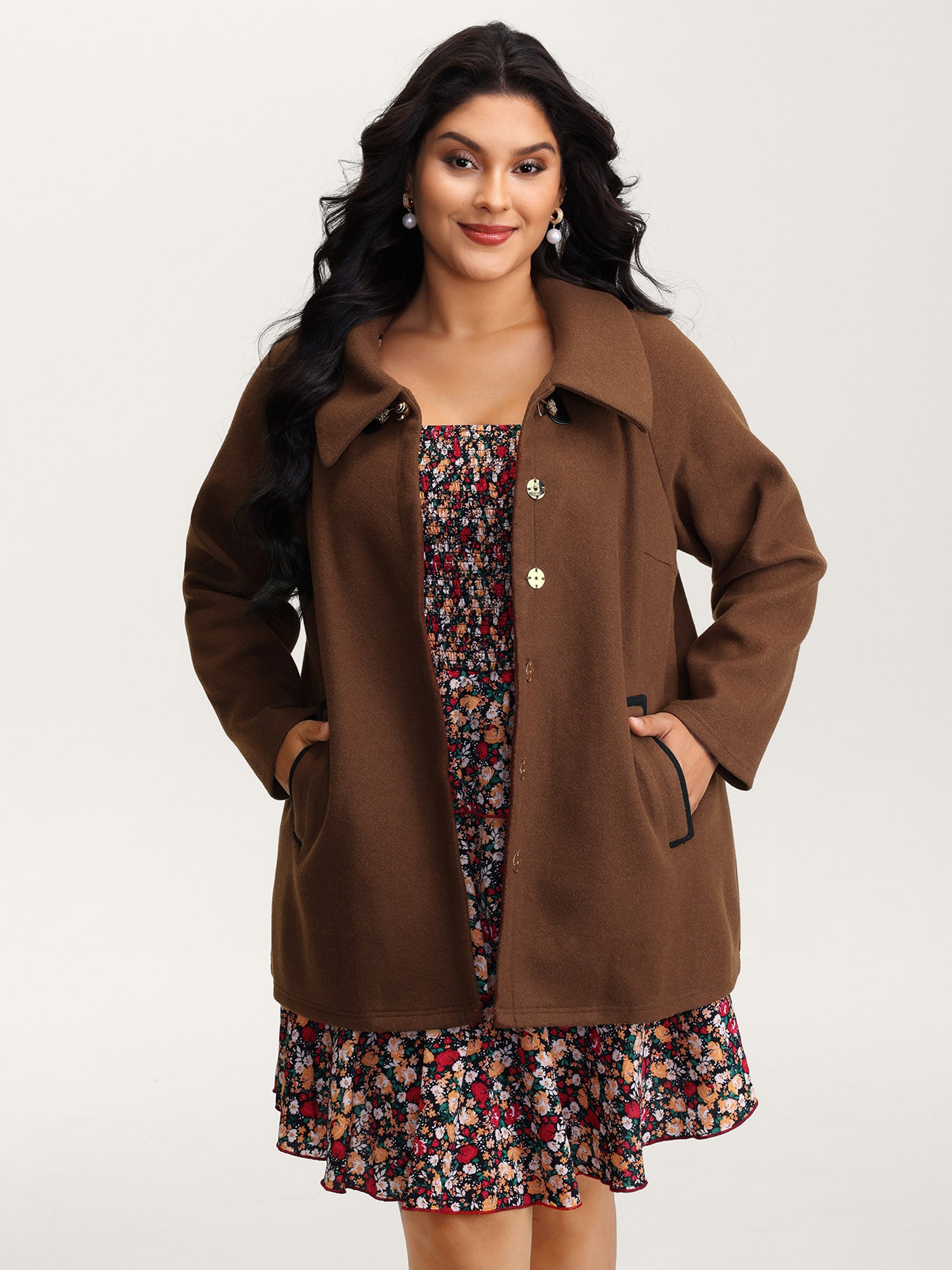 Metal Detail Pockets Coat