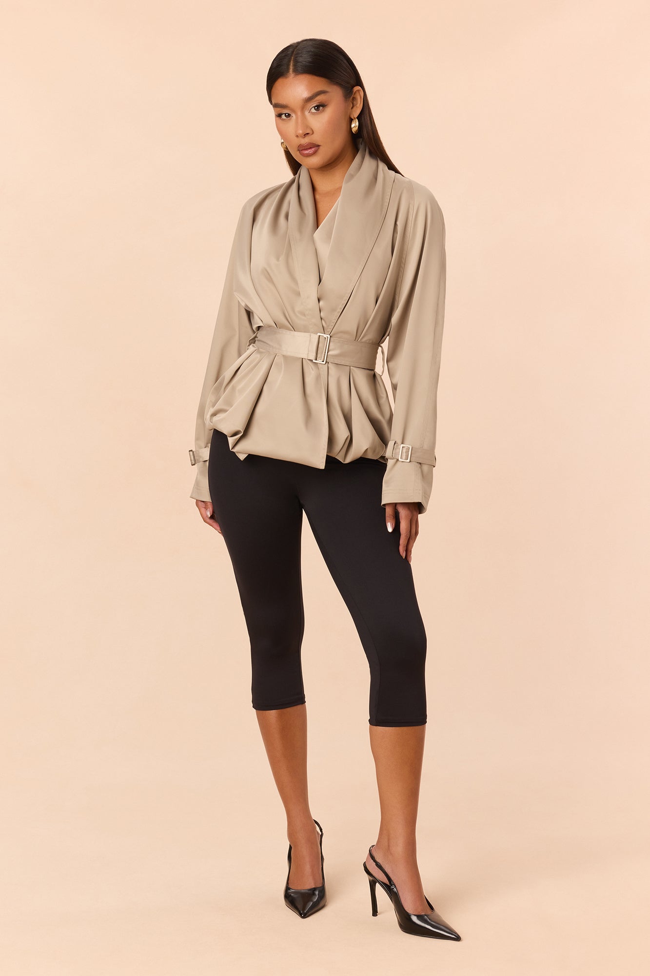 Keep Watching Satin Jacket - Stone