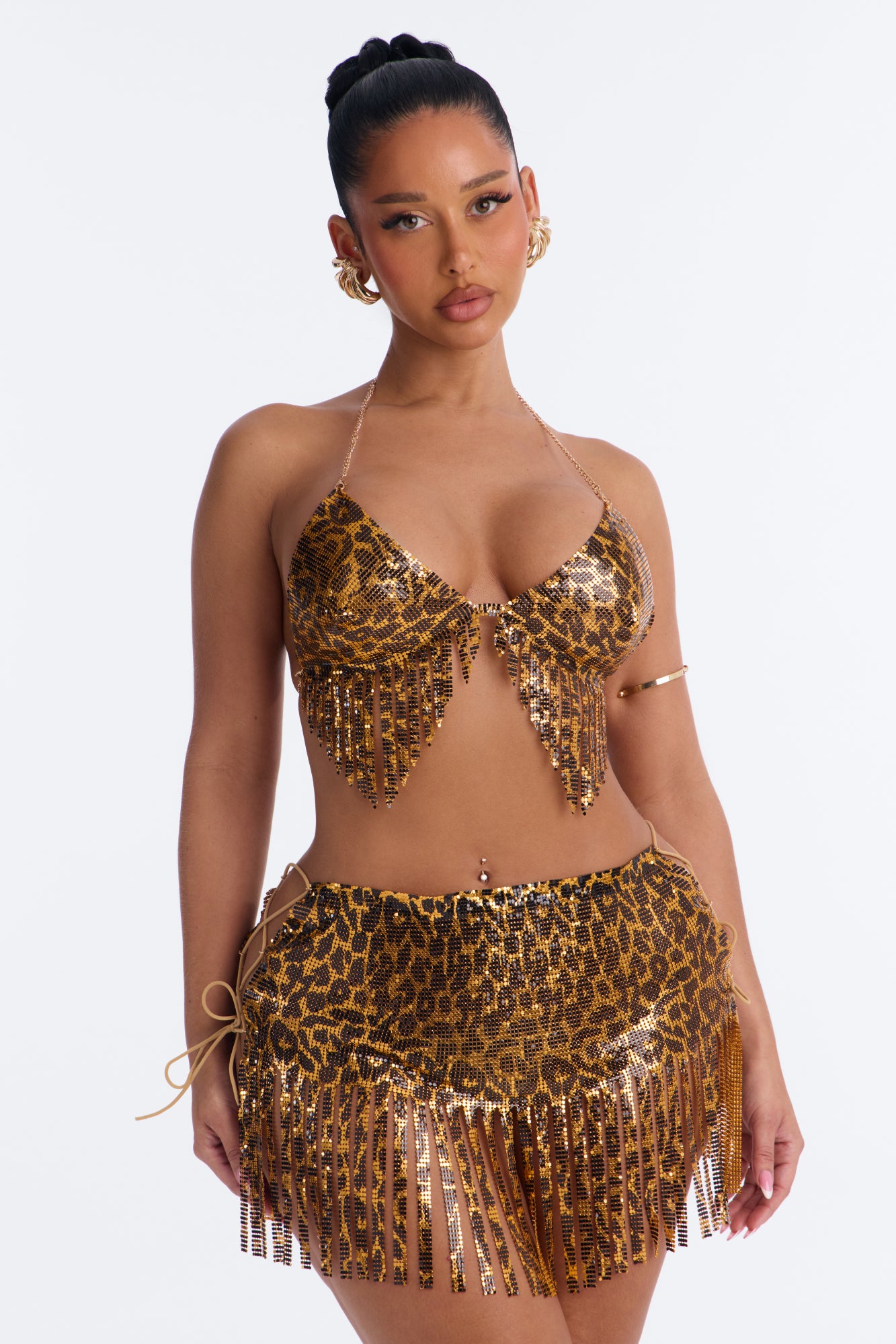 Aniya Leopard 2 Piece Bralette & Skirt Set - Leopard