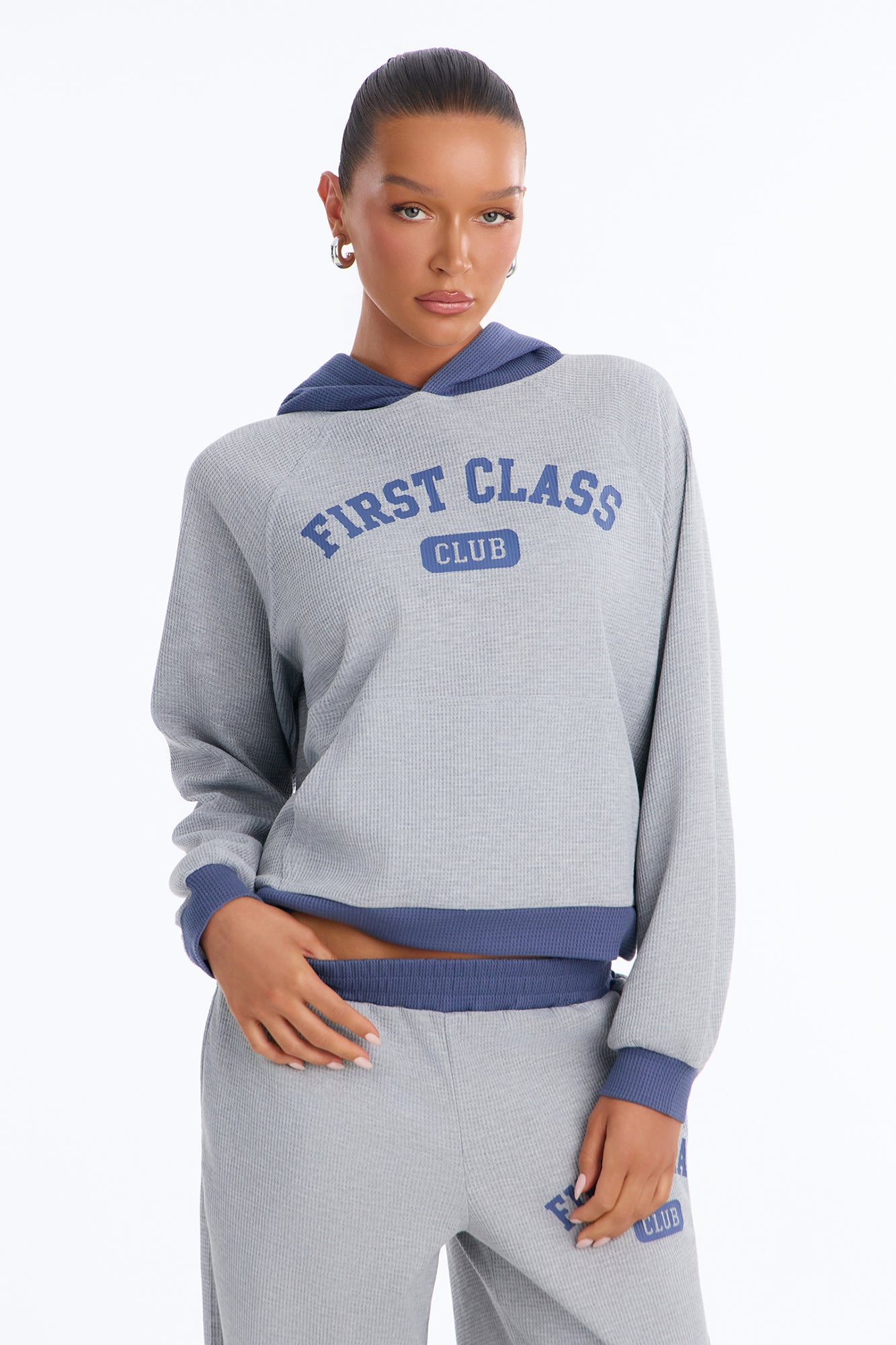 First Class Club Thermal Hoodie - Grey/combo