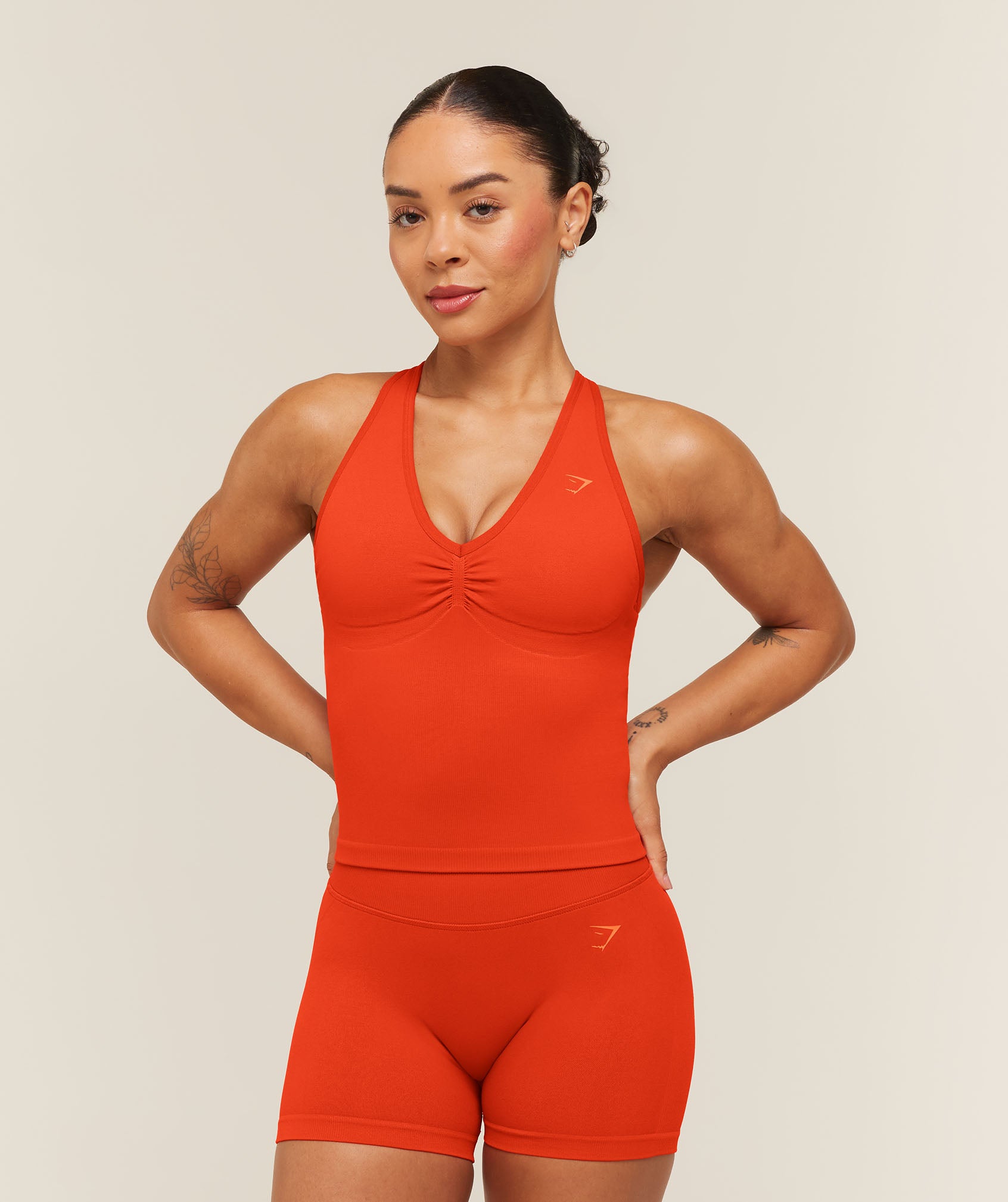 Gymshark Lift Seamless Tank with Shelf - Bold Orange