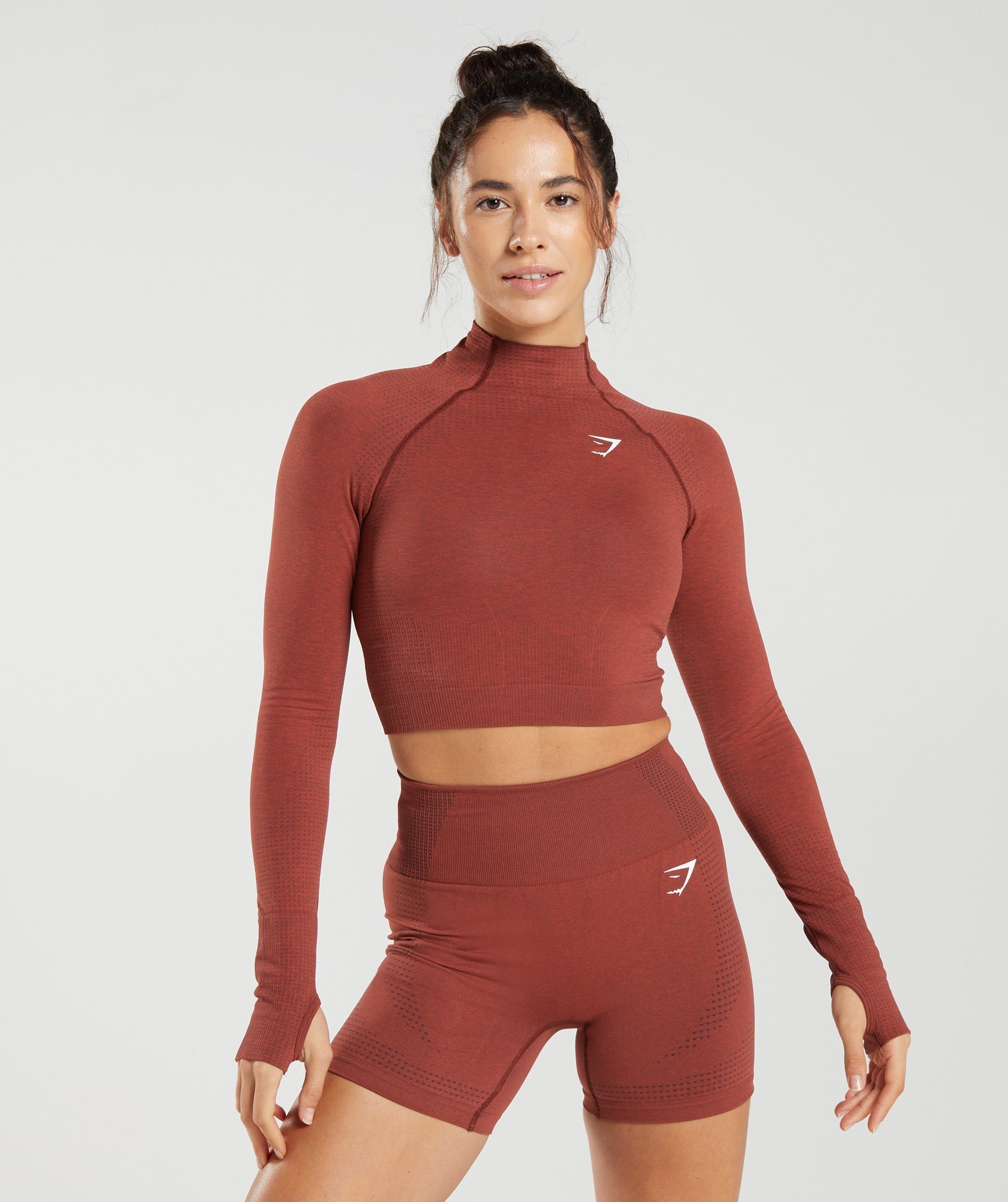 Gymshark Vital High Neck Midi Top - Brick Red