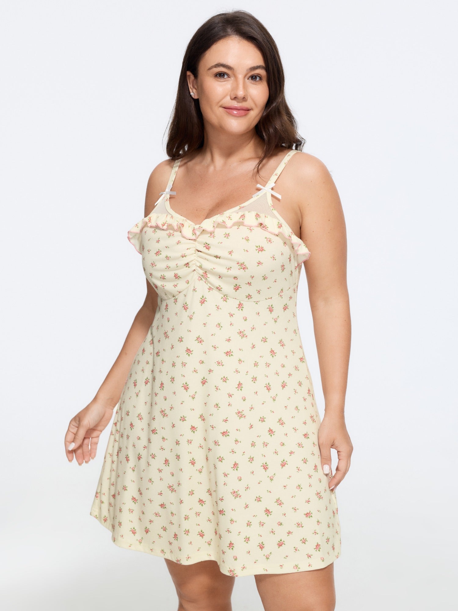 Supersoft Ditsy Floral Ruffle Trim Nightgown