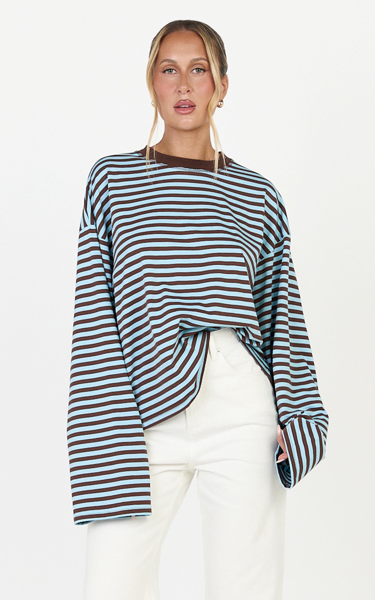 Lioness - Bloom Long Sleeve in Chocolate Sea Stripe
