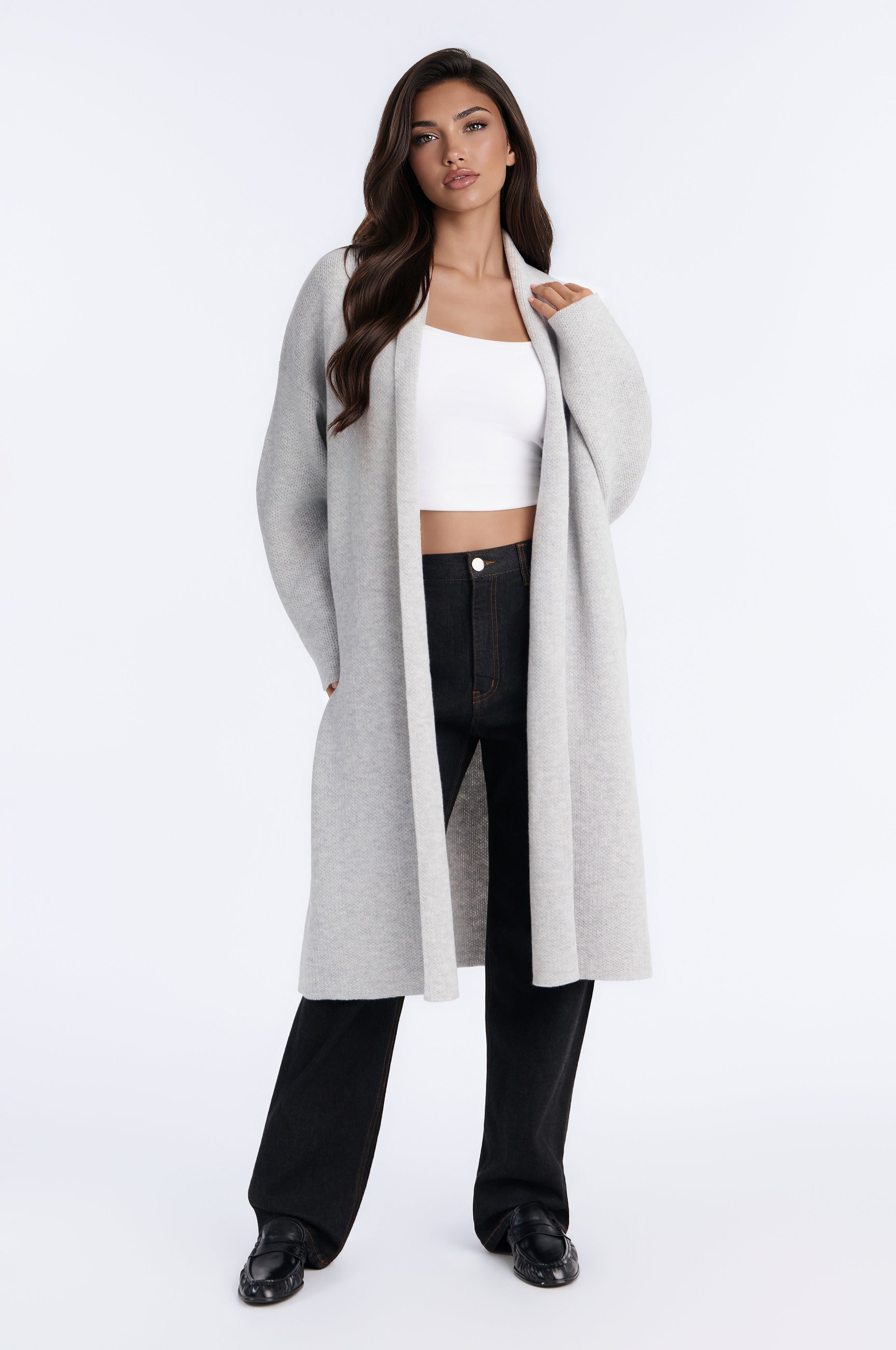 Made For You Long Cardigan - Heather Grey