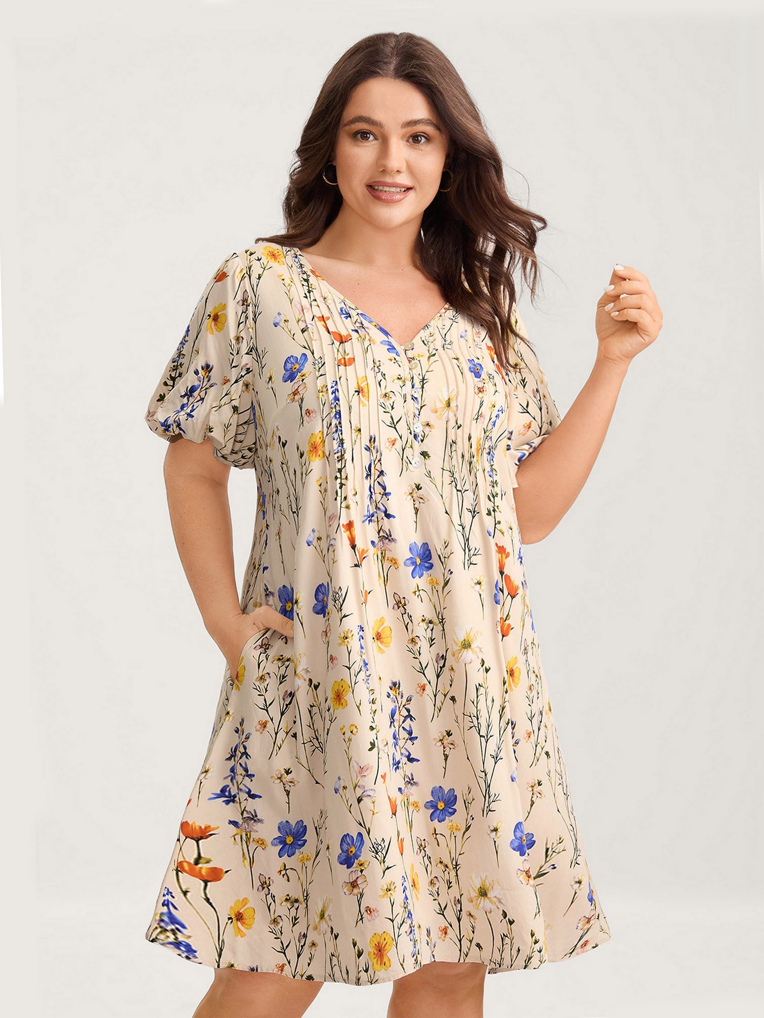 Florals Everywhere Toothpick Pleat Mini Dress