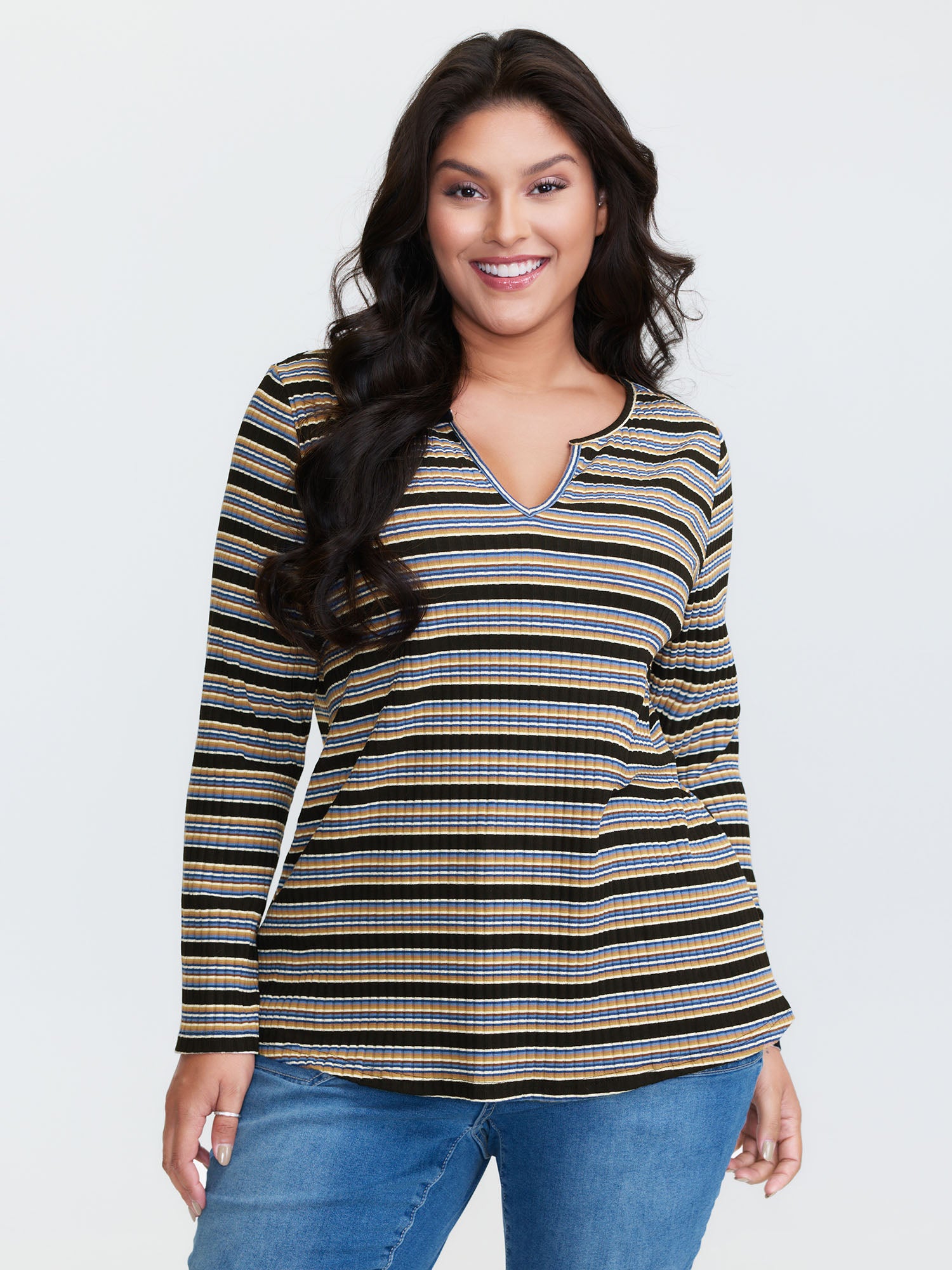 Monochrome Stripe Embroidery T-Shirt