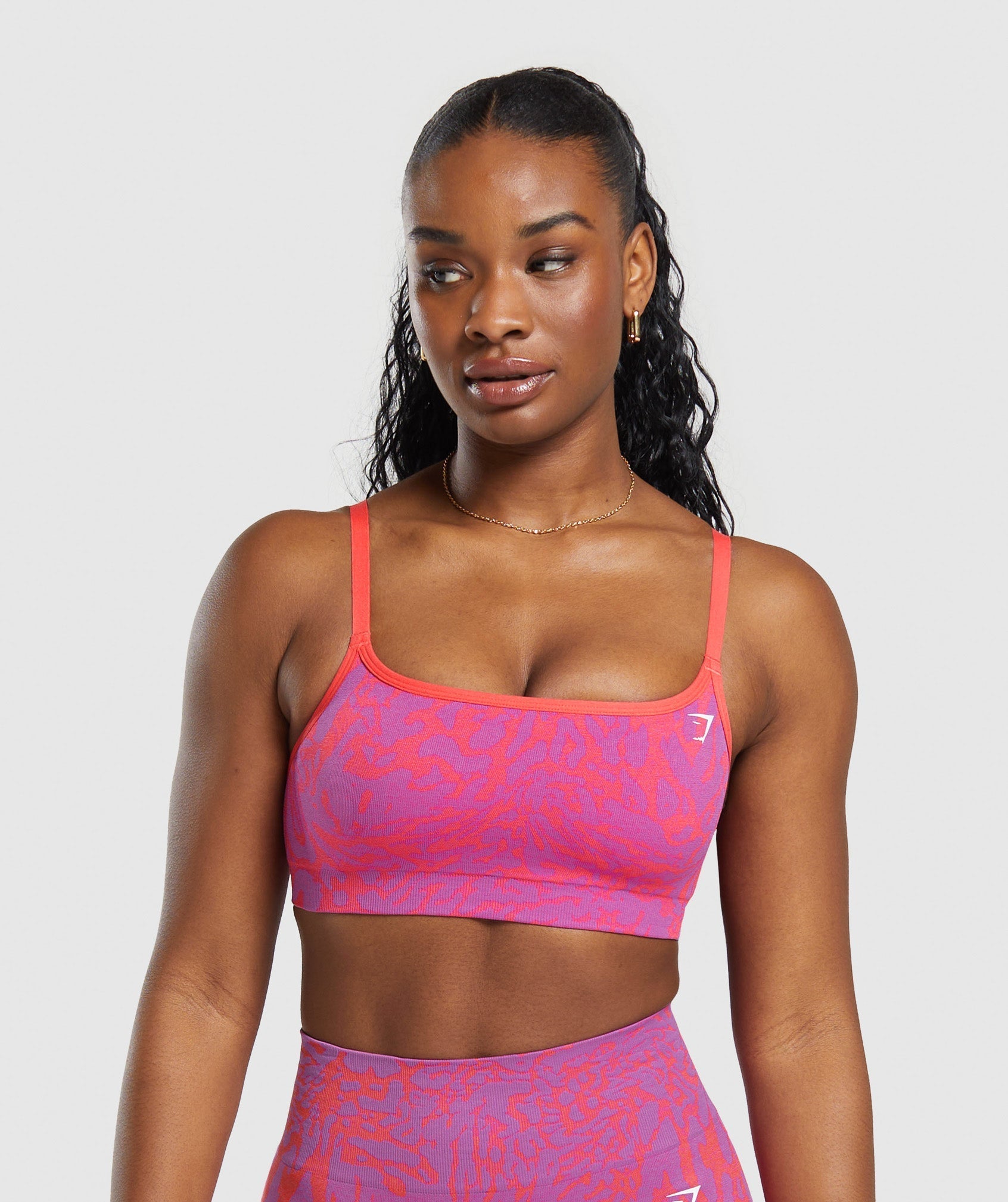 Gymshark Adapt Pattern Seamless Sports Bra - Shelly Pink/Fly Coral