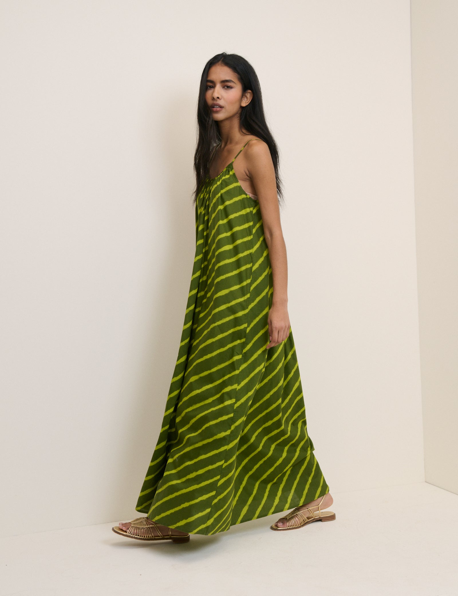 Green Striped Cynthia Maxi Dress