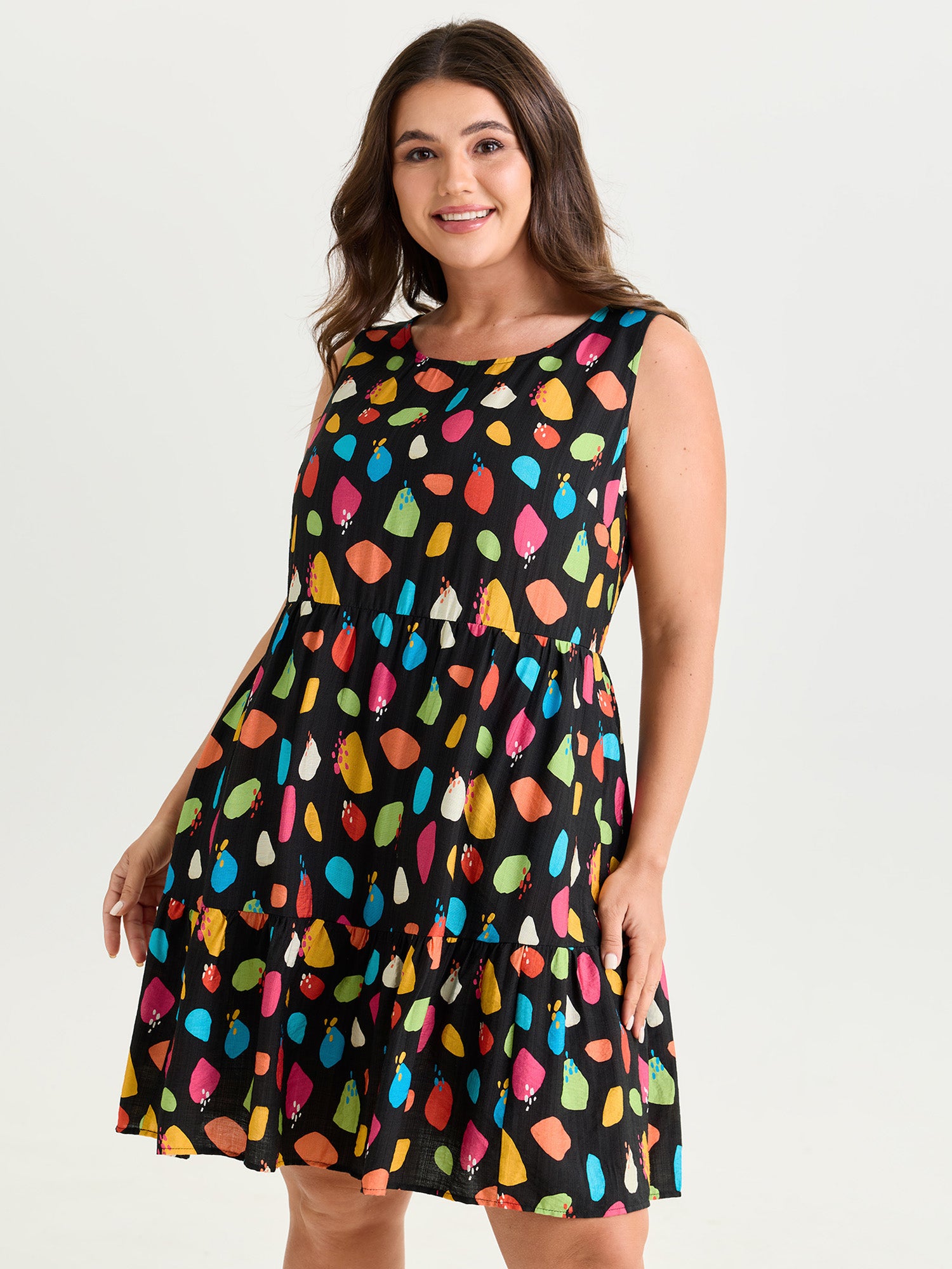Colorful Geometric Print Sleeveless Mini Dress