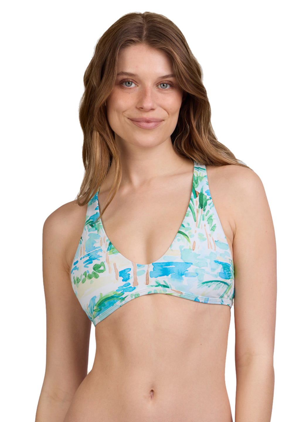 JOLYN Women's Doris Cocopalm Racerback Bikini Top