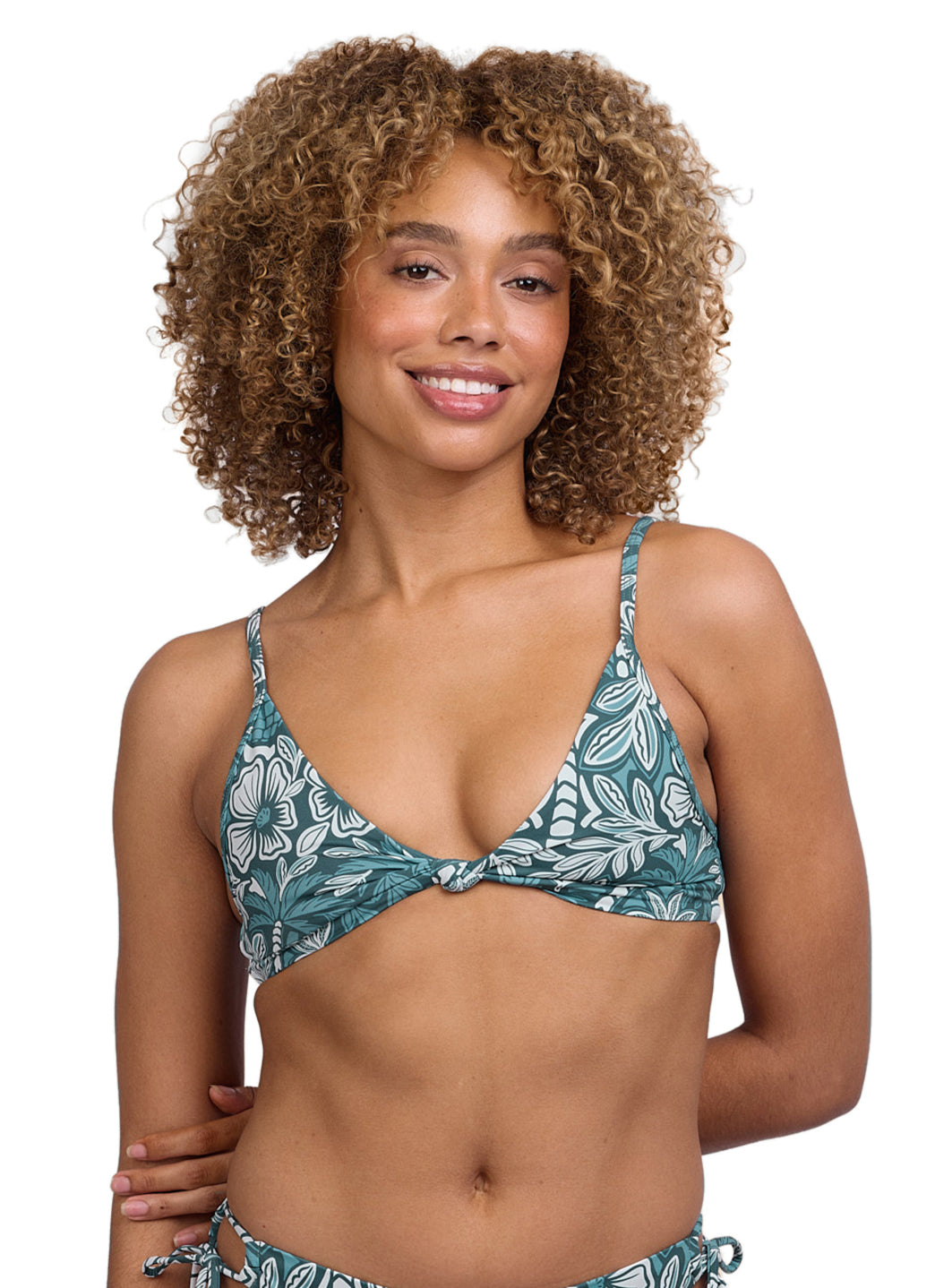 JOLYN Women's Faye Shorebreak Front Knot Bikini Top