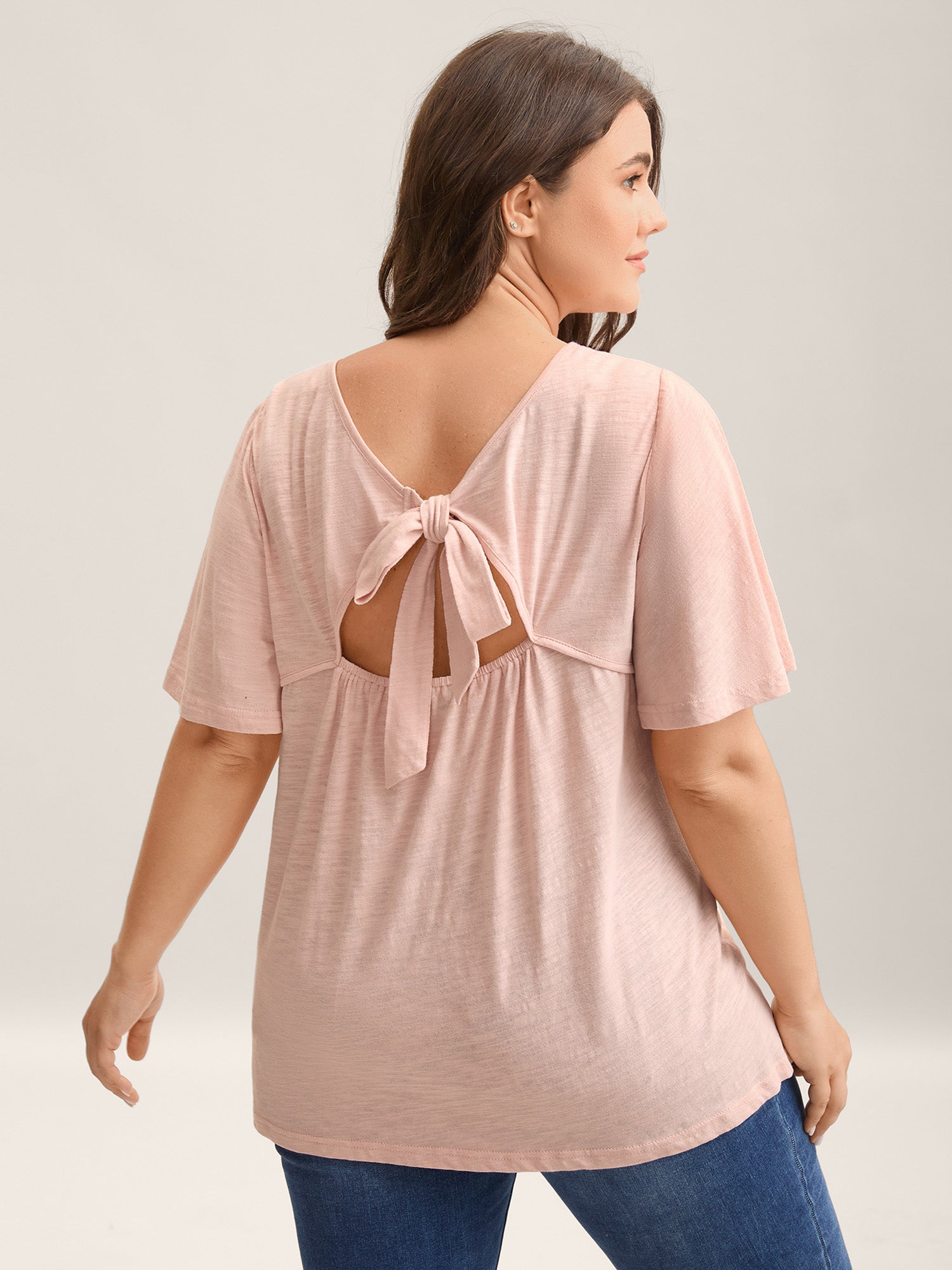 Pure Cotton Stretchy Bow Back T-Shirt
