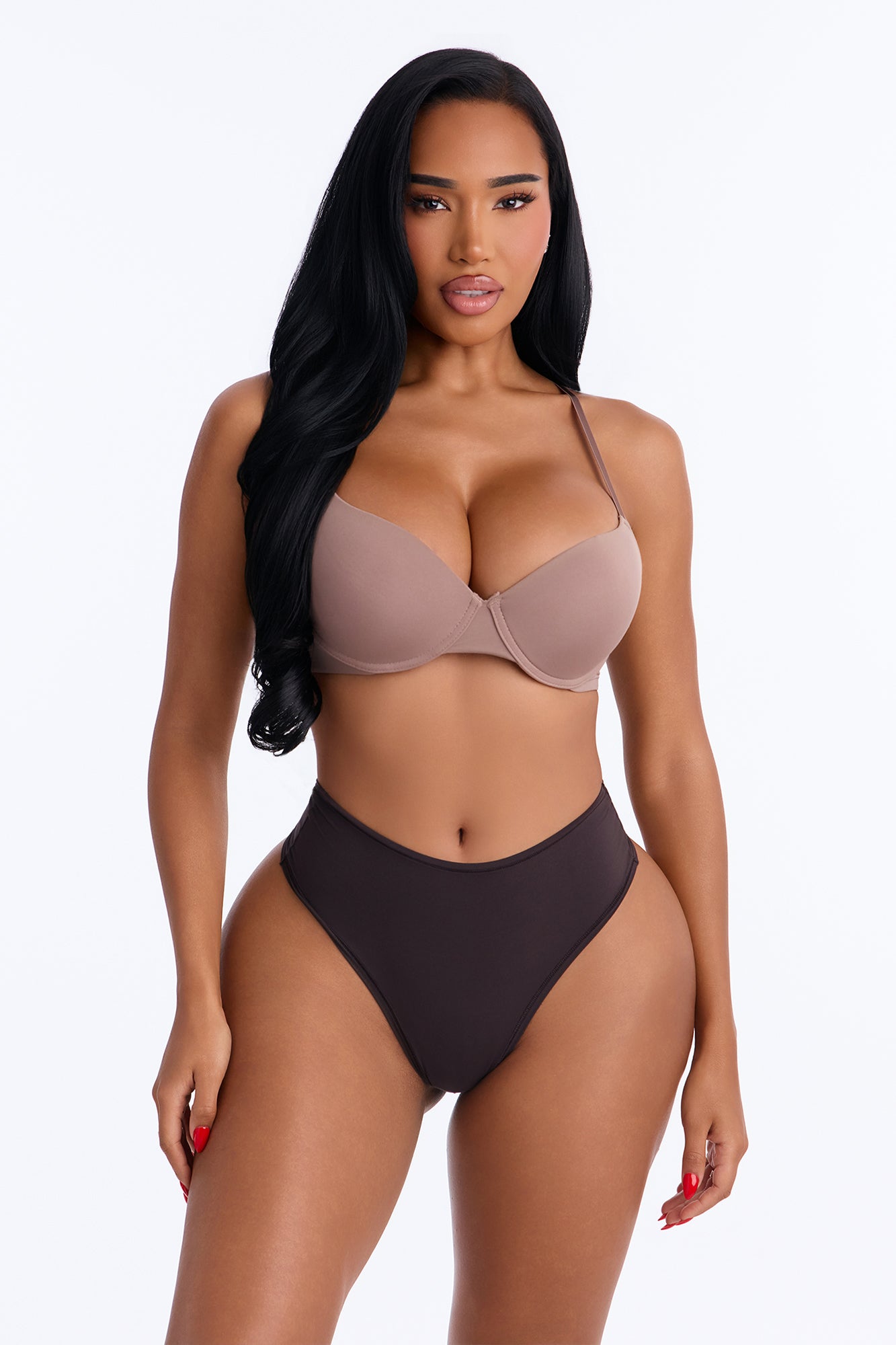 Flexible Fit High Waist Thong Panty - Chocolate