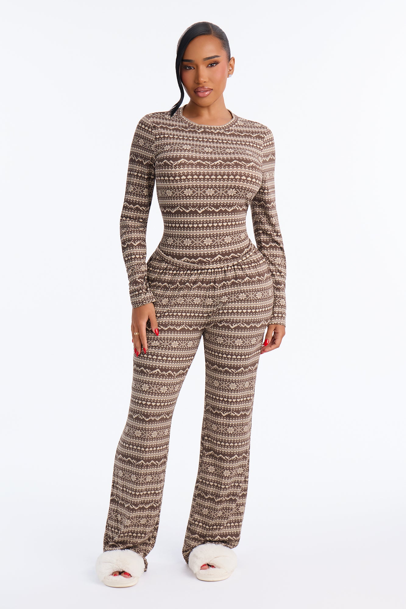 Snowy Night In PJ Pant Set - Chocolate
