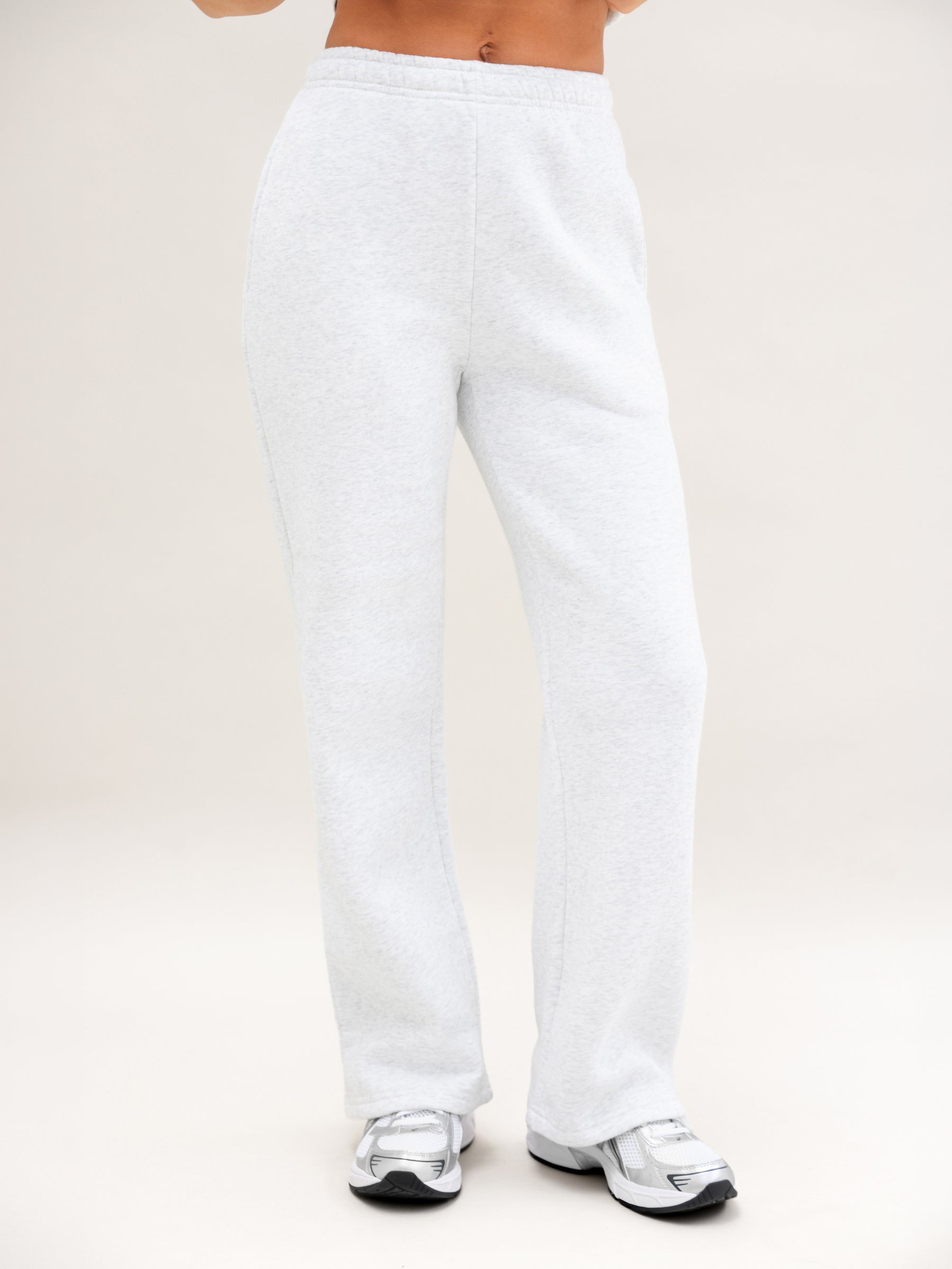 Isabel Wide Leg Sweatpants - Marl White