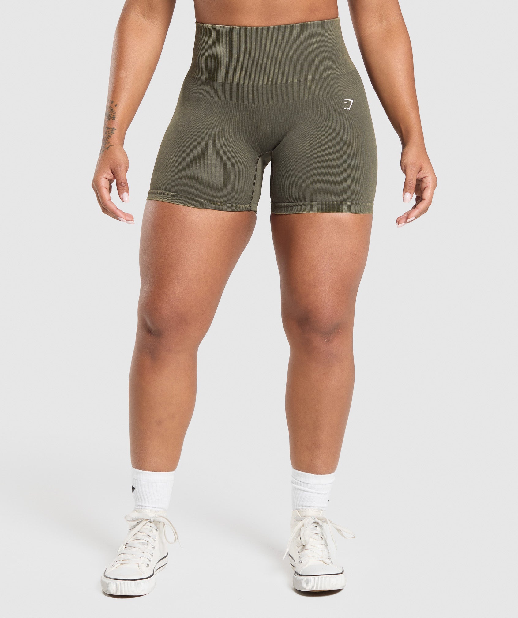Gymshark Gains Seamless Washed Short - Strength Green/Wash