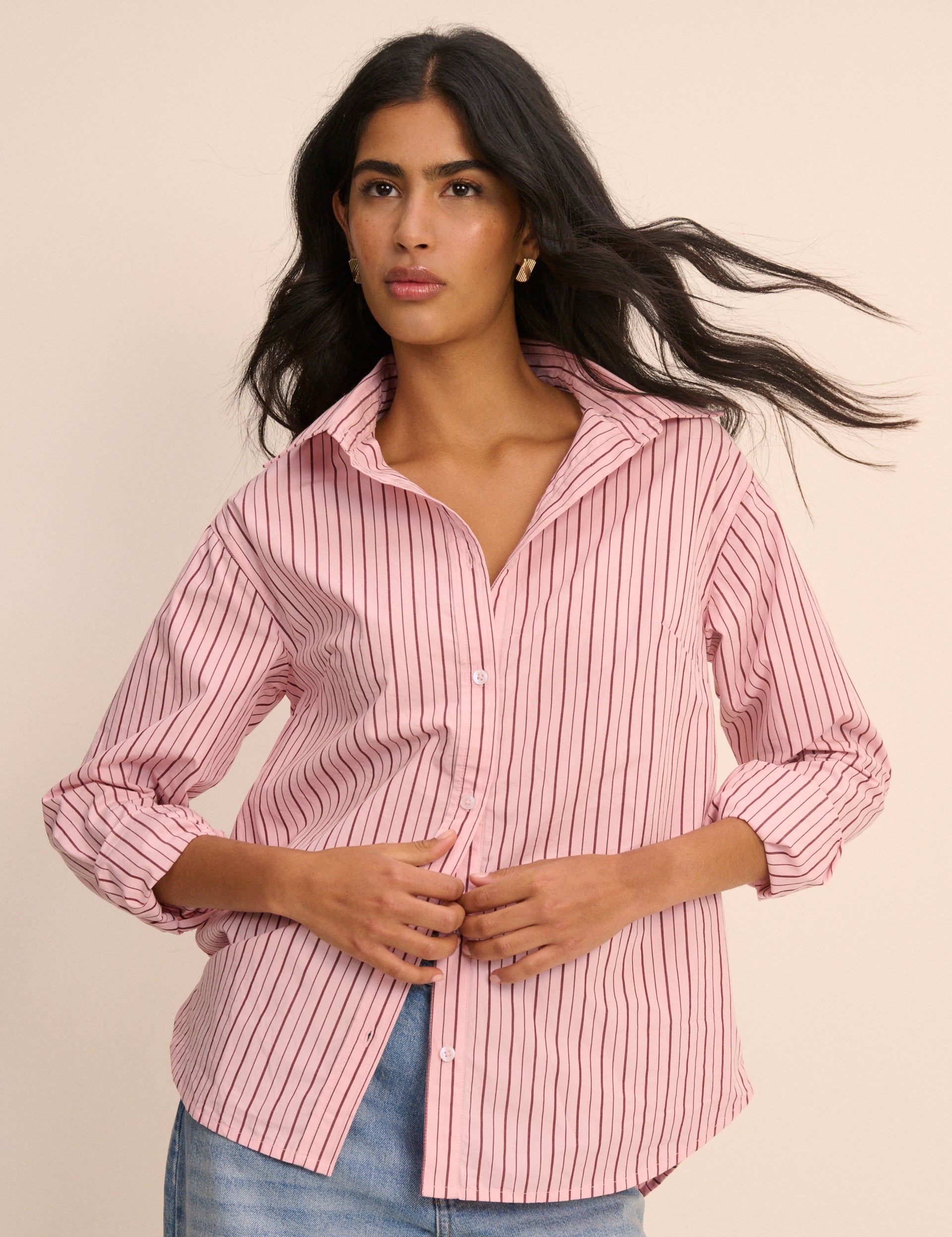 Pink Striped Relaxed Shirt