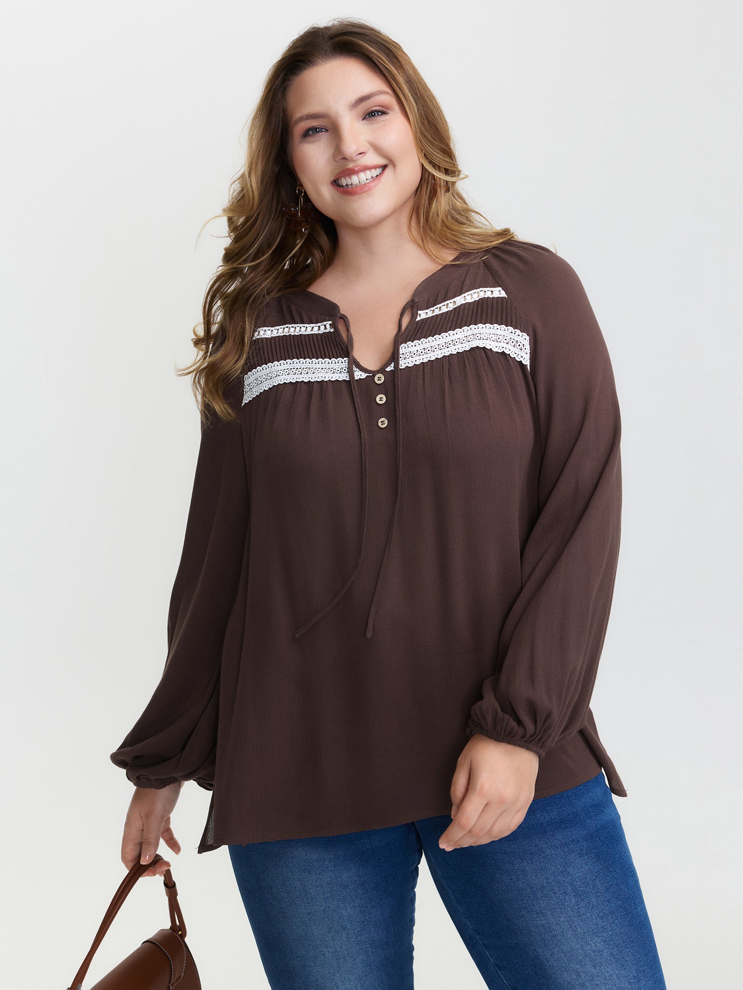 Pure Cotton Lace Trim Blouse