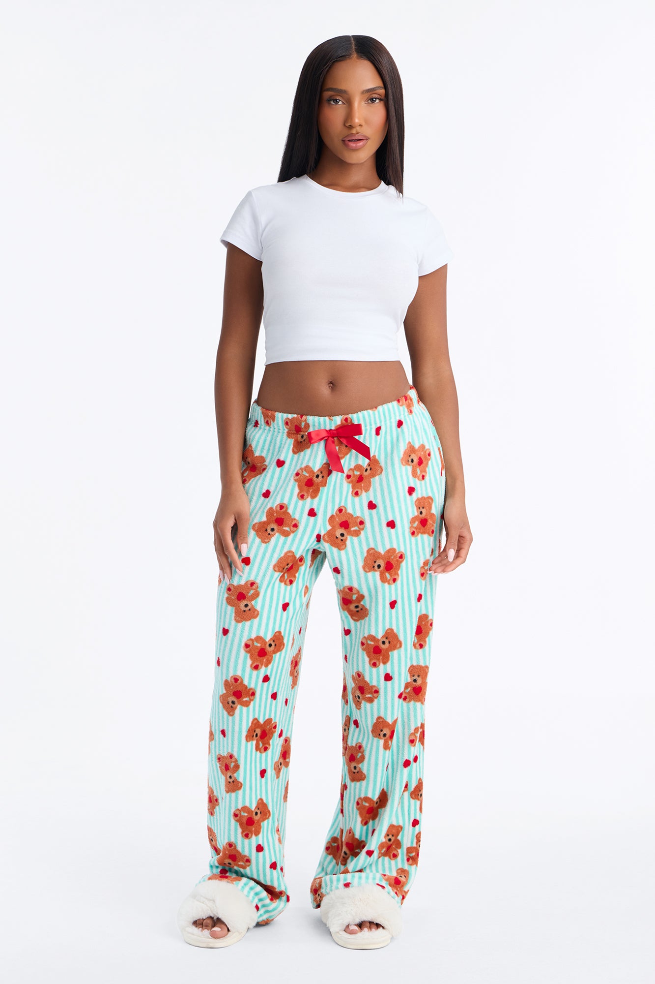 Be My Teddy PJ Plush Pants - Green/combo
