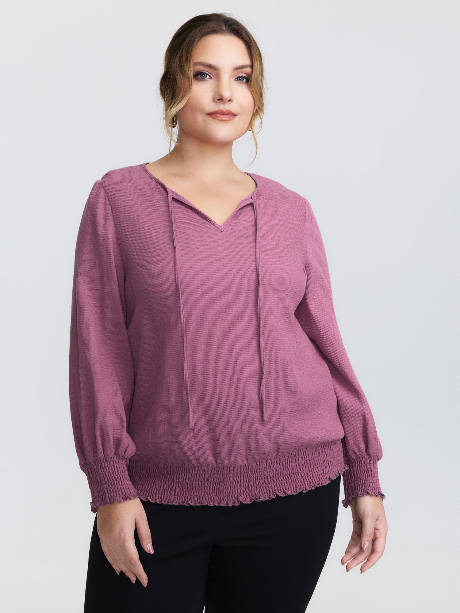 Pure Cotton Textured Shirred Blouse