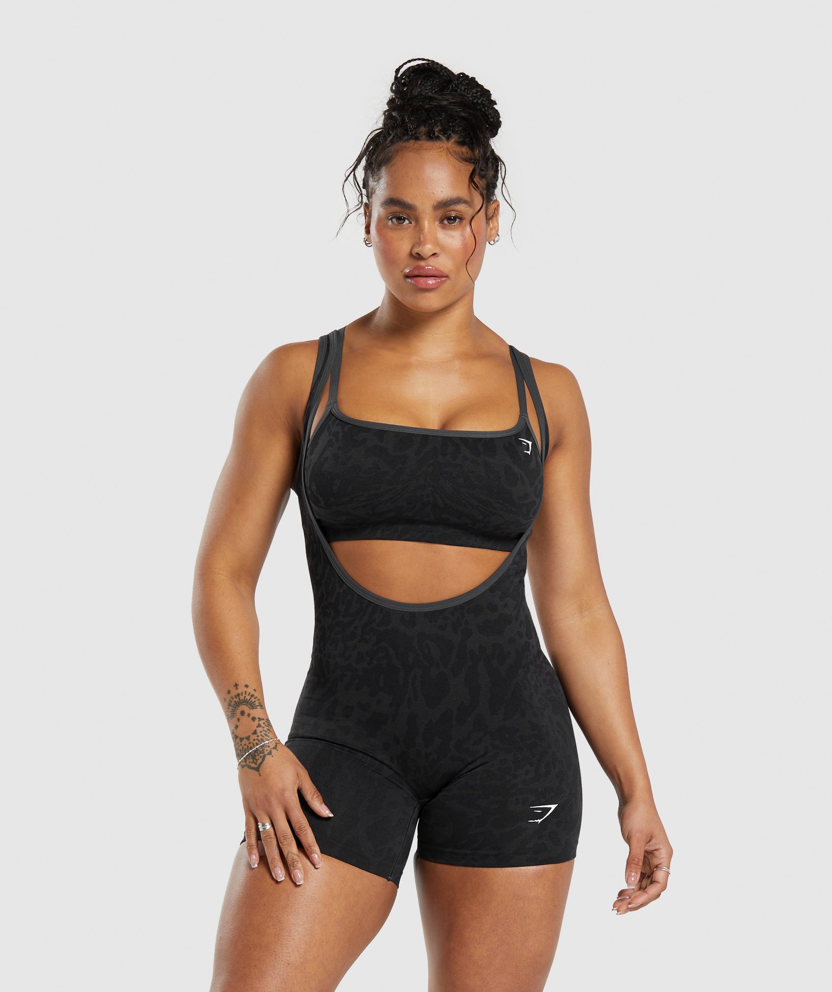 Gymshark Adapt Pattern All In One - Black/Asphalt Grey