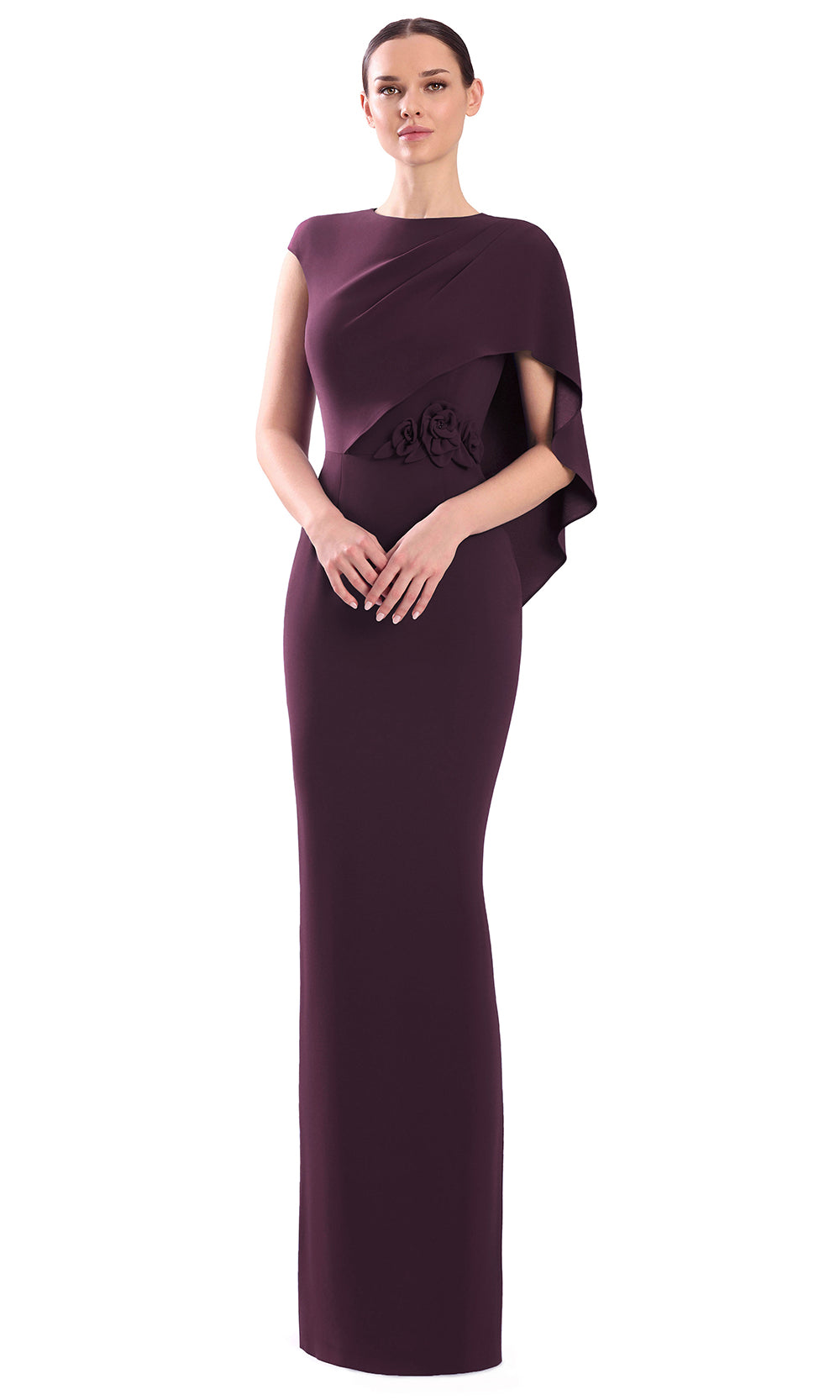 Alexander by Daymor 3305F26 - Jewel Neck Applique Column Evening Gown