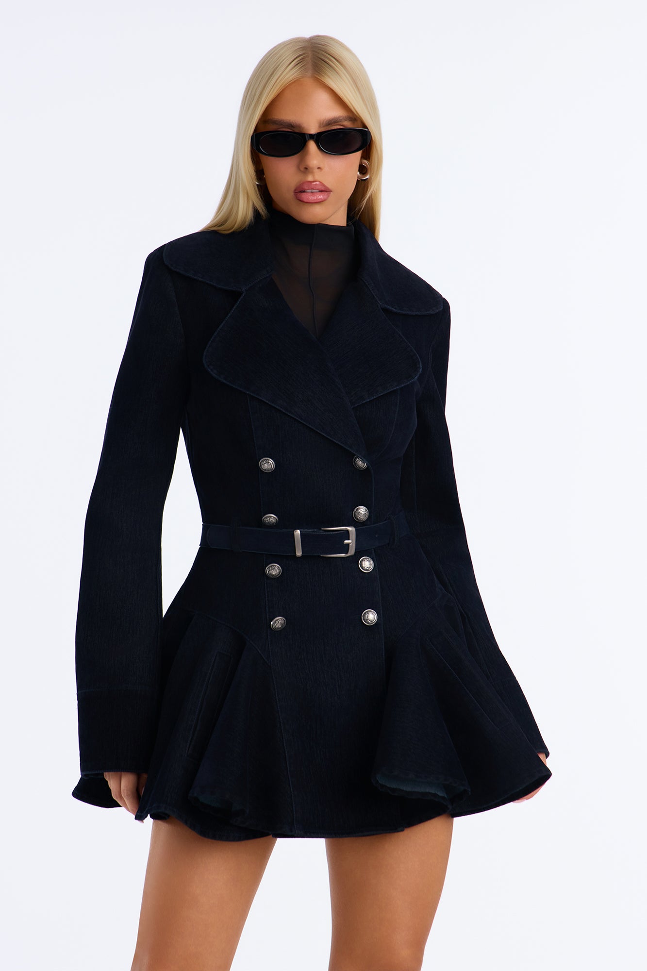 Villain Era Military Flocked Denim Jacket - Black