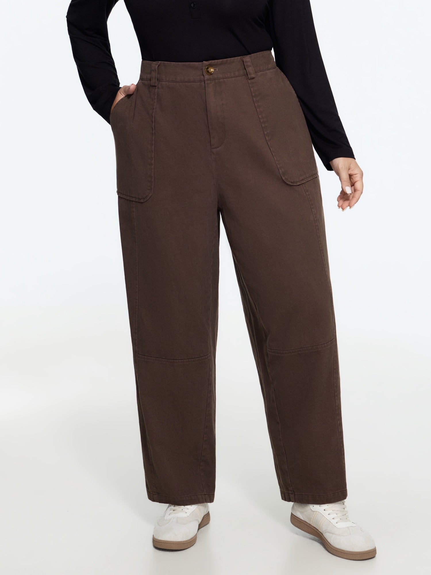 Vintage Front Patch Pockets Wide Leg Pants