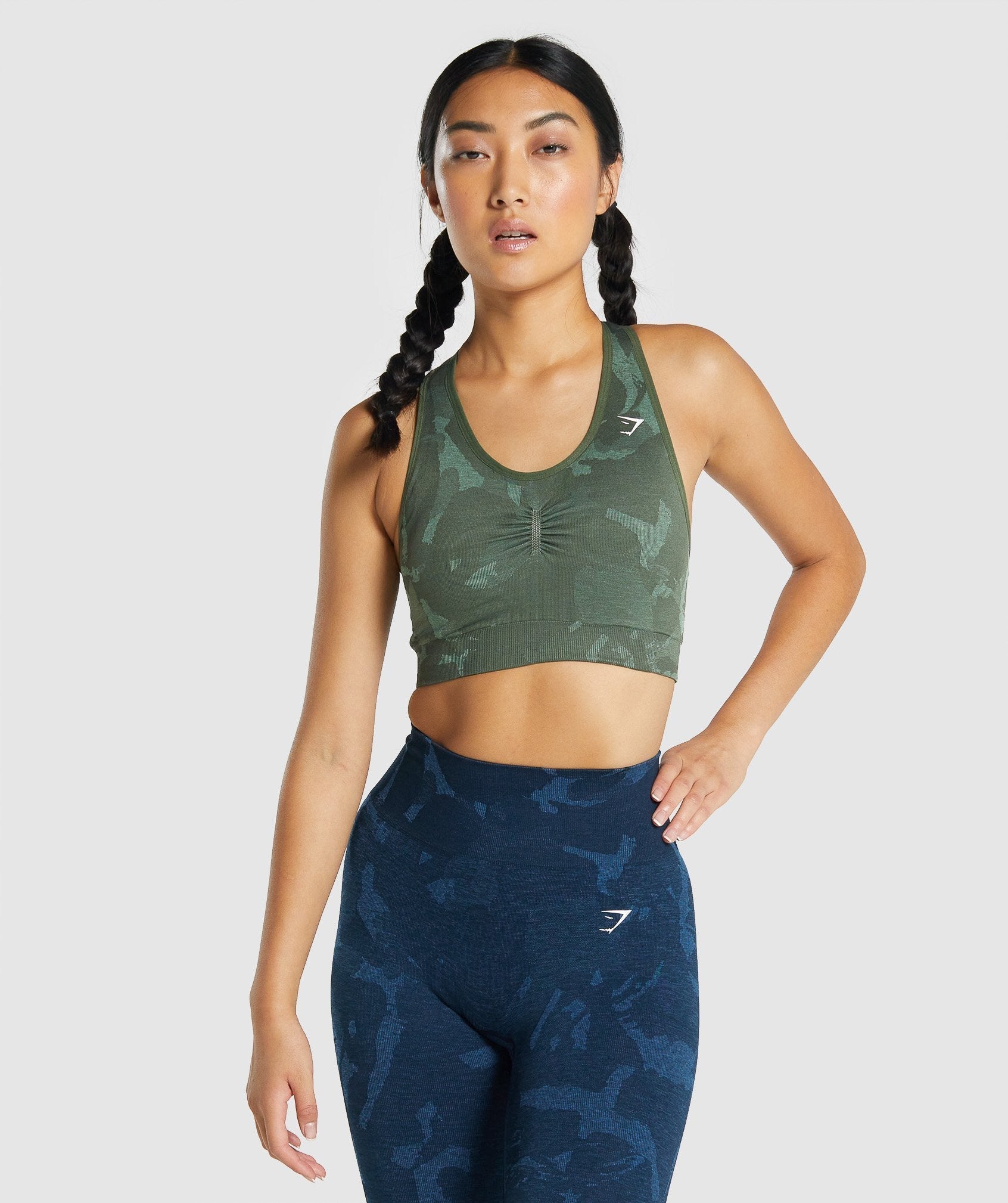 Gymshark Adapt Camo Seamless Racer Back Sports Bra - Green