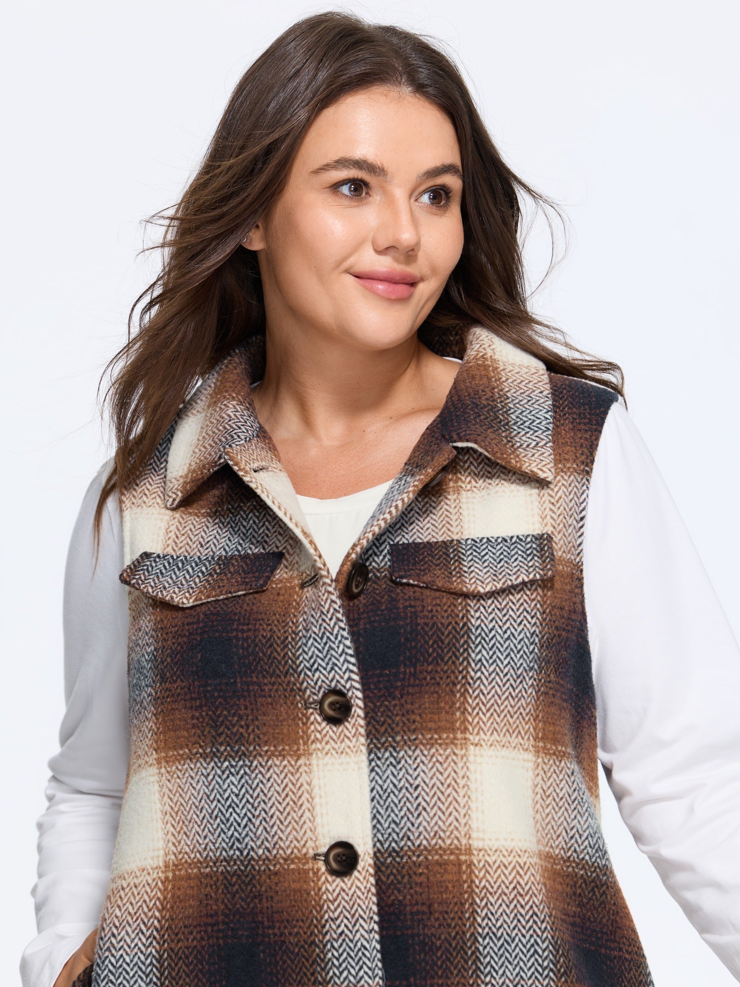 Retro Plaid Button Front Vest