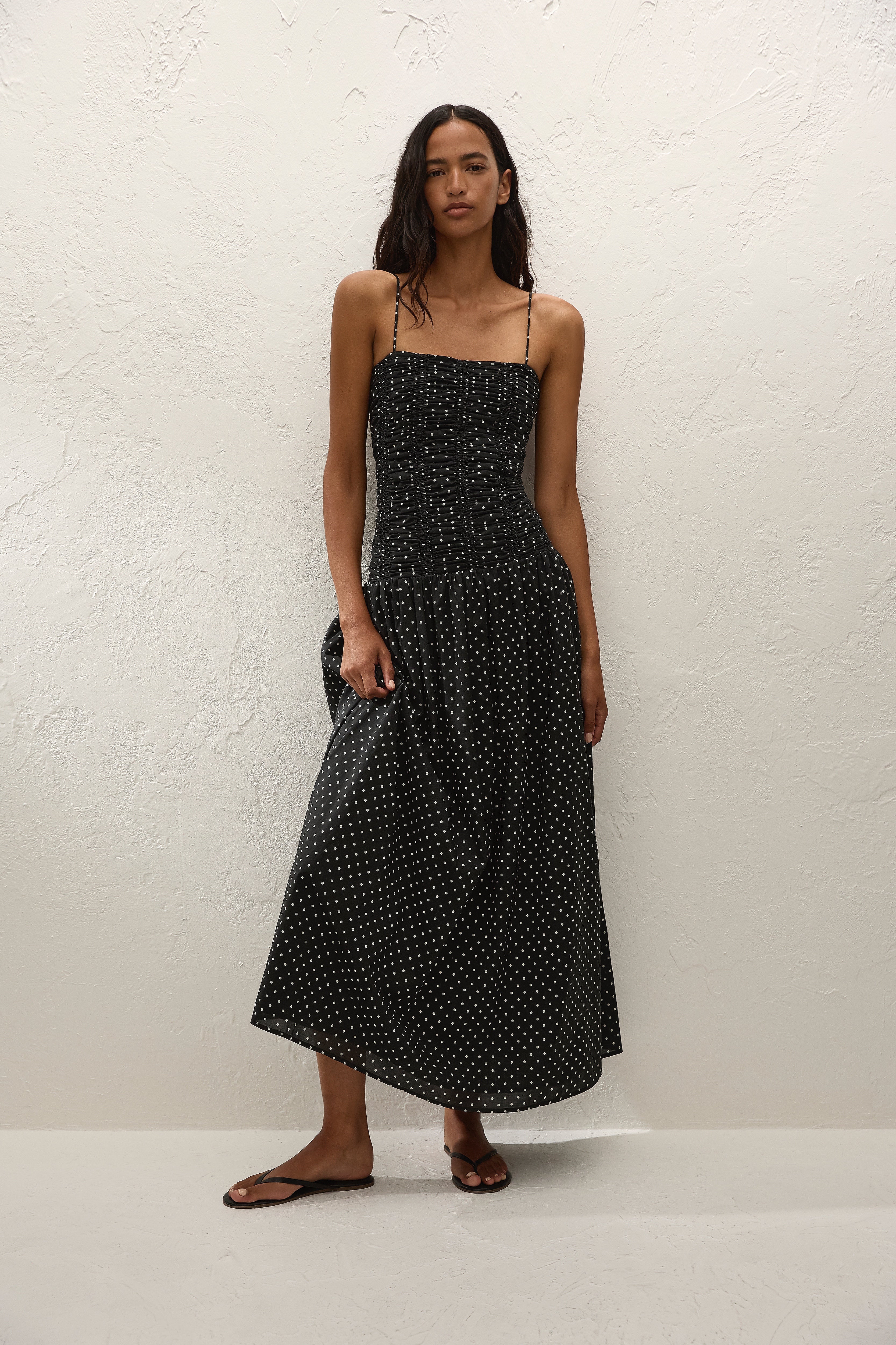 Mira Maxi Dress Lola Polka Dot Black Off White