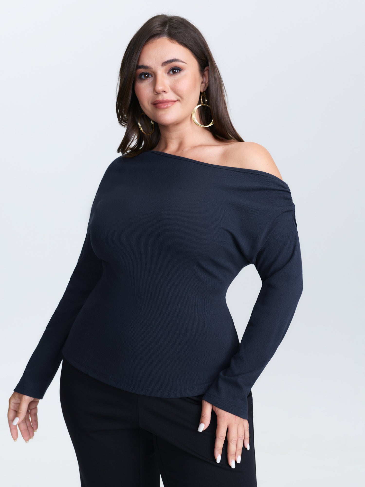 One-Shoulder Pleated T-Shirt