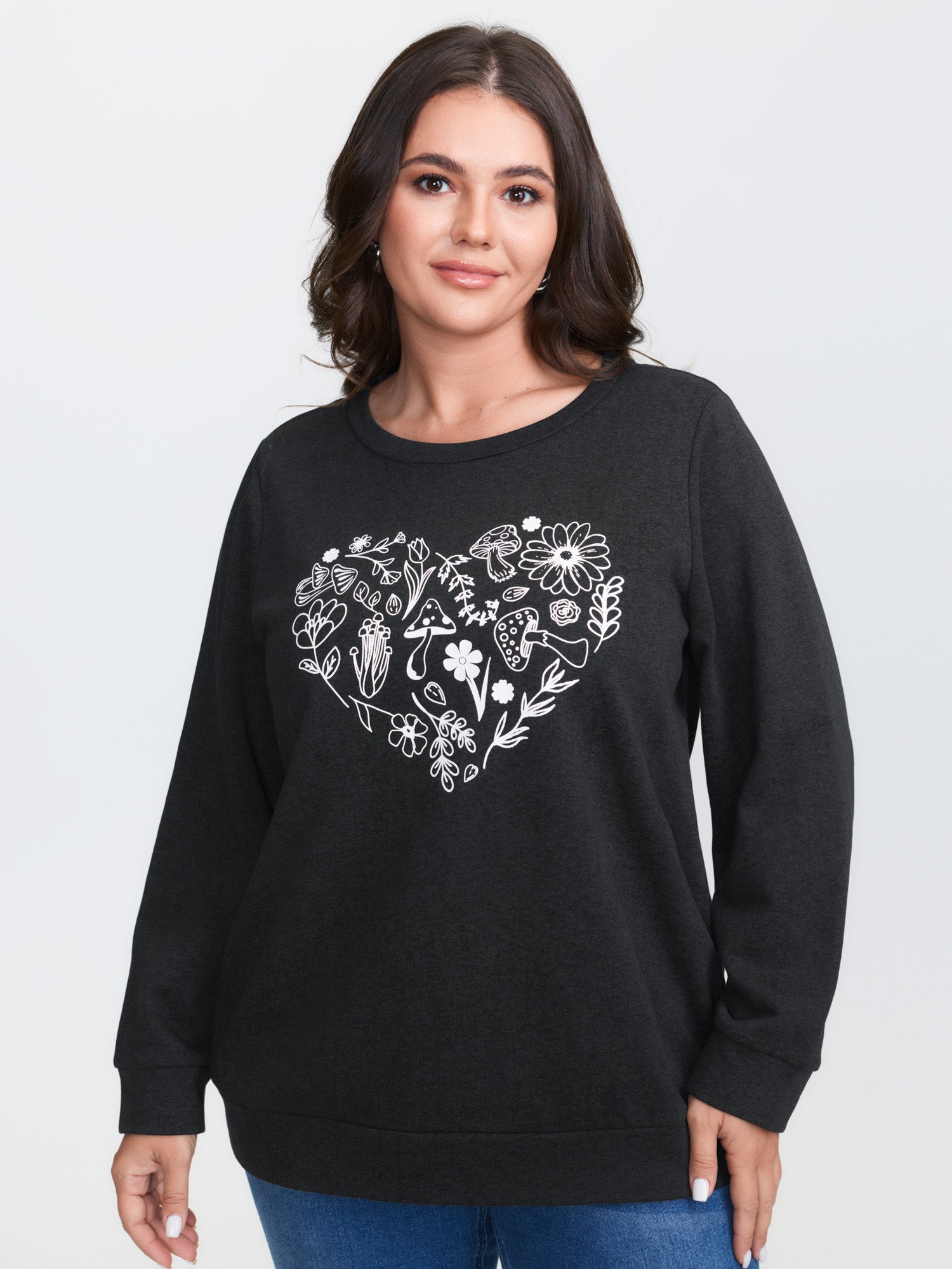 Floral Heart Pattern Vintage Sweatshirt