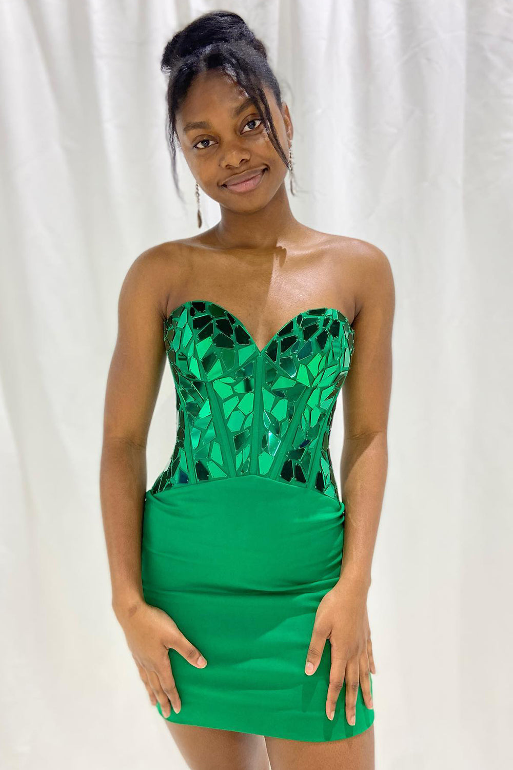 Sparkly Green Corset Sweetheart Tight Short Mirror Homecoming Dress/Mini Dress