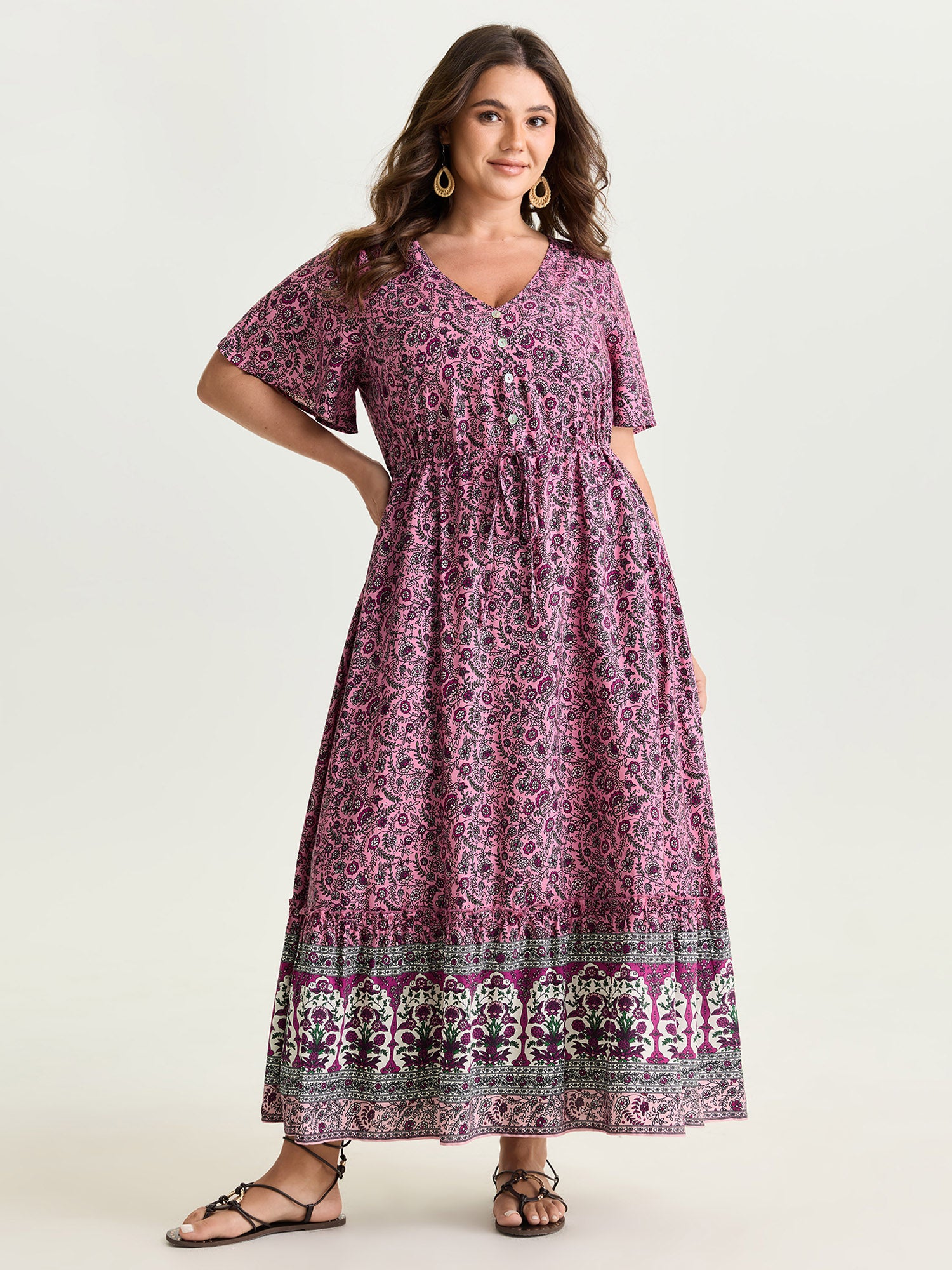 Supersoft Floral Color Contrast Print Maxi Dress