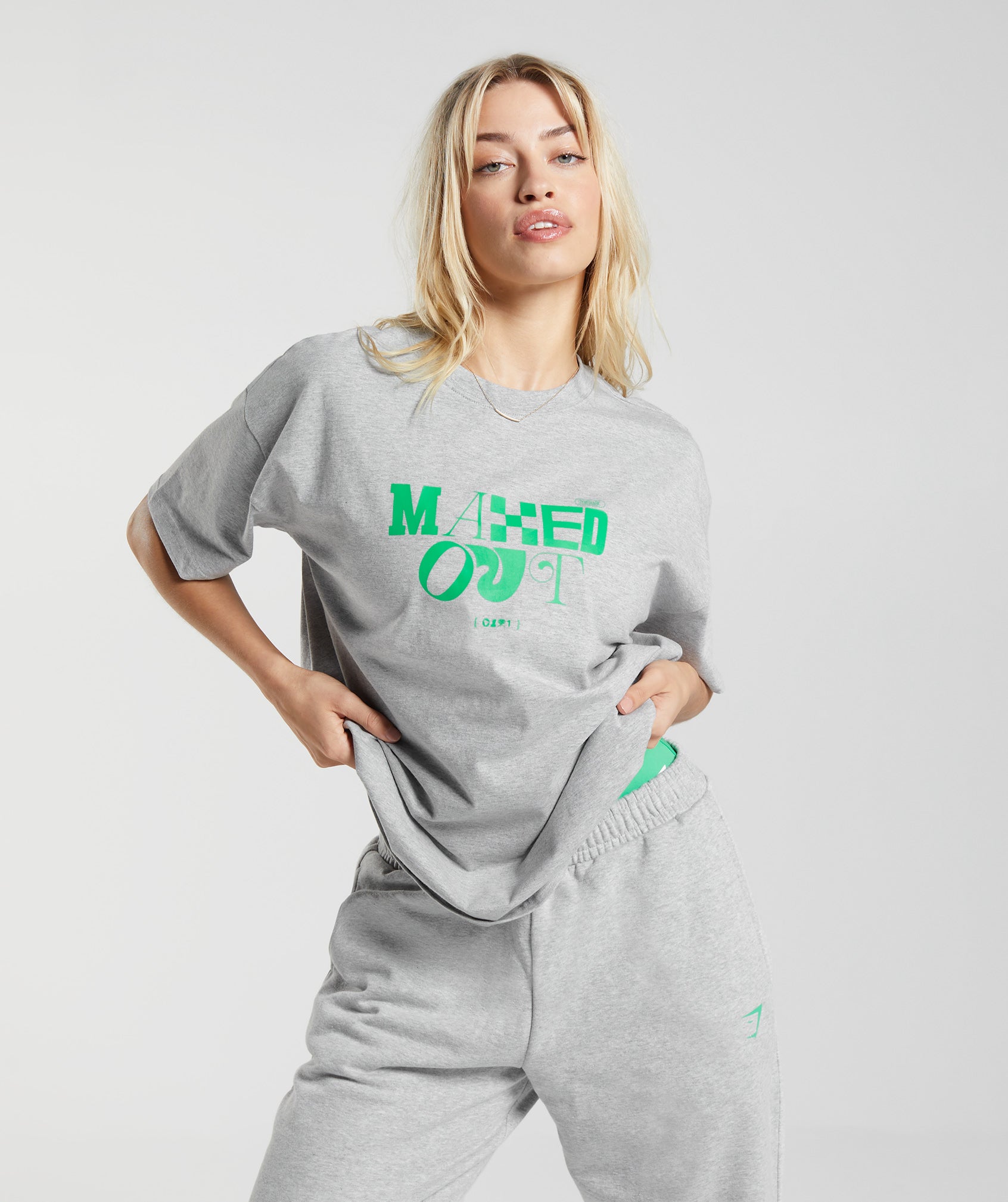 Gymshark Maxed Out Oversized T-Shirt - Light Grey Marl