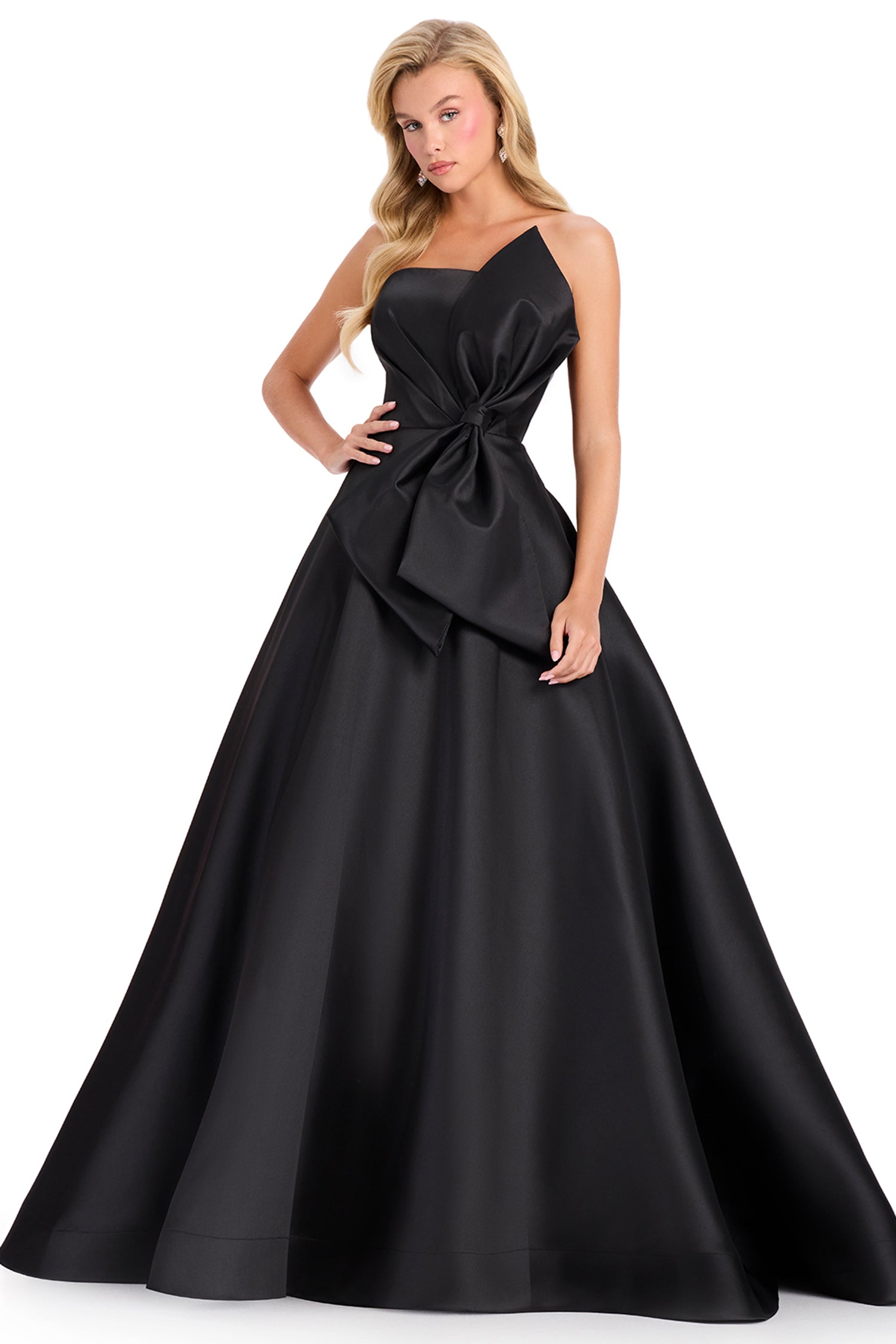 Ashley Lauren 12401 - Asymmetric Bow Mikado Prom Ballgown