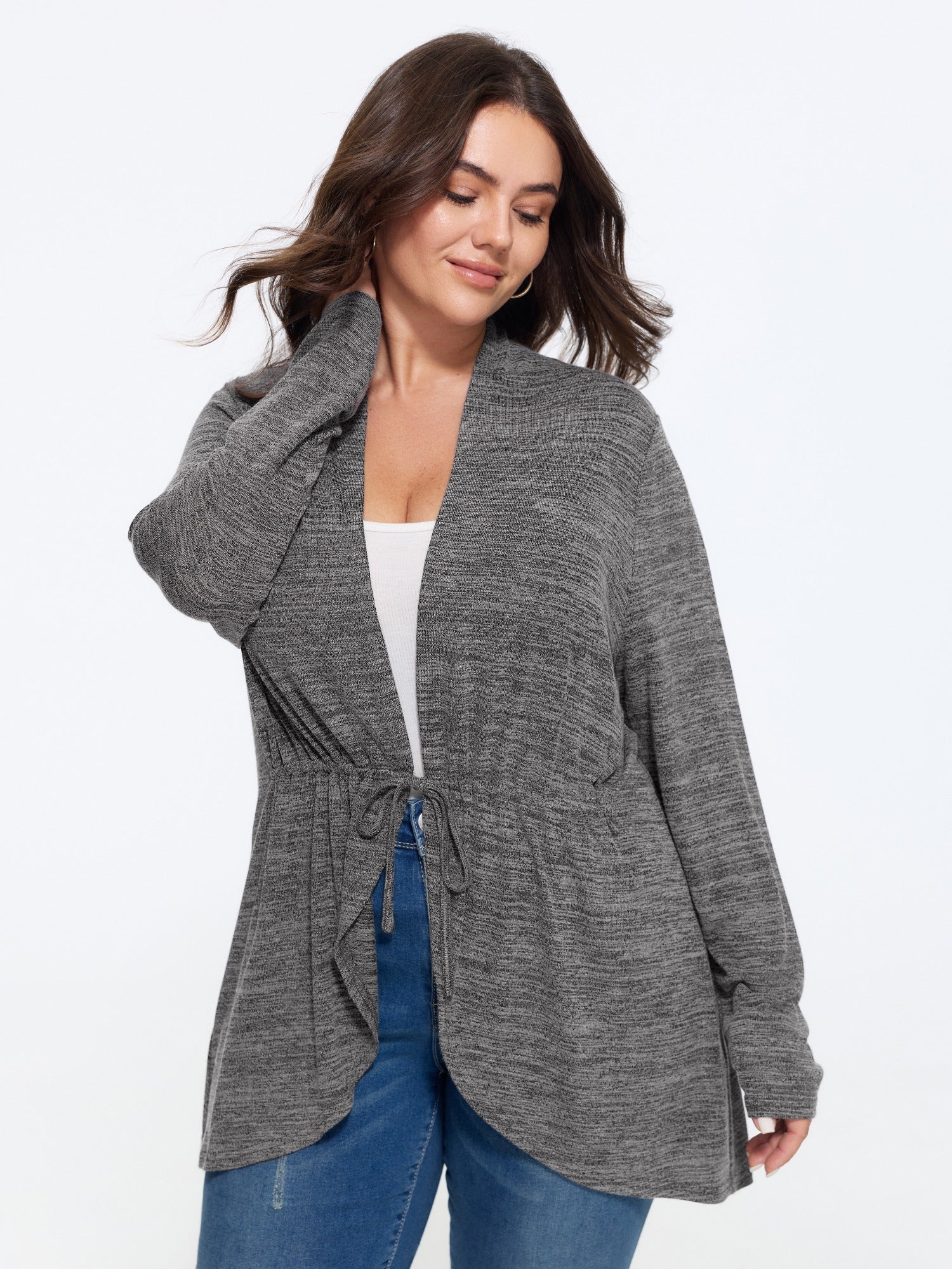 Supersoft Drawstring Waist Long Sleeve Kimono