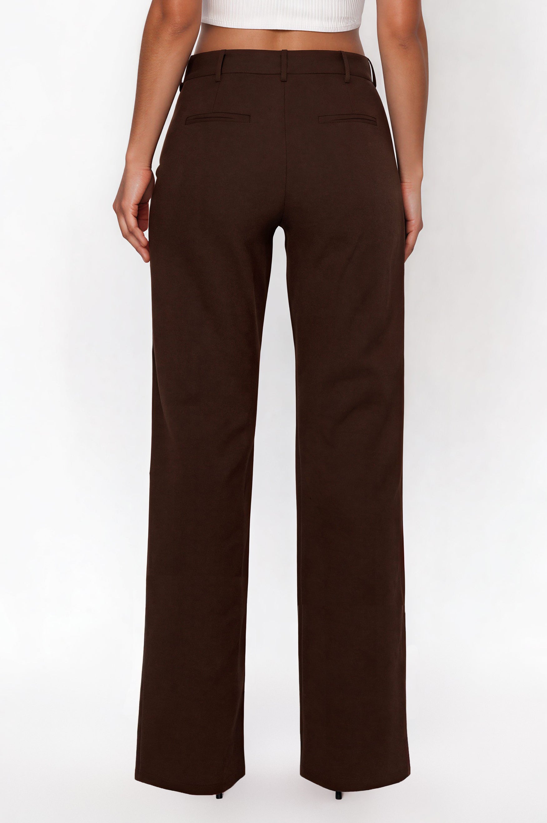Maeve Mid Rise Wide Leg Trouser - Chocolate